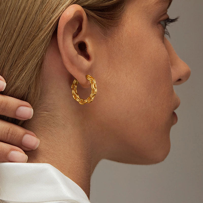 Gold Hoop Earrings for Women,14K Gold Plated Chunky Gold Hoop Earrings for Women Trendy Fashion Jewelry