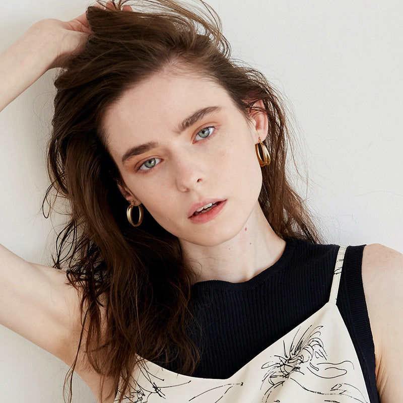 Gold Hoop Earrings for Women,14K Gold Plated Chunky Gold Hoop Earrings for Women Trendy Fashion Jewelry