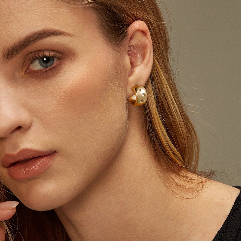 Gold Hoop Earrings for Women,14K Gold Plated Chunky Gold Hoop Earrings for Women Trendy Fashion Jewelry