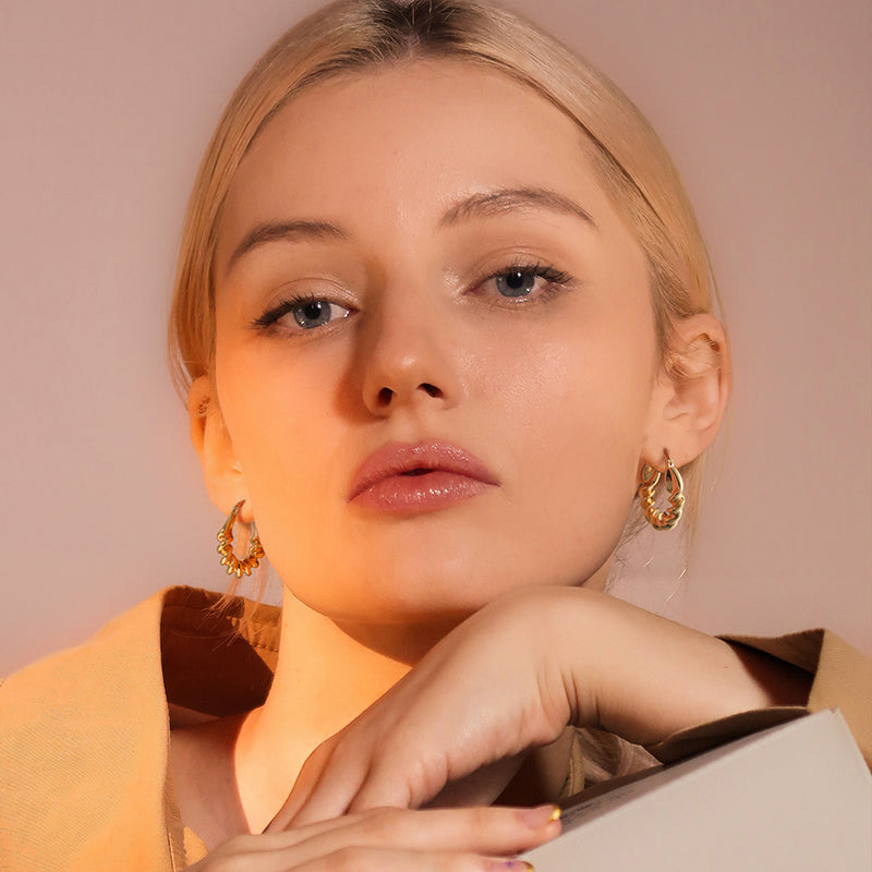 Gold Hoop Earrings for Women,14K Gold Plated Lightweight Gold Hoop Earrings for Women Trendy Fashion Jewelry