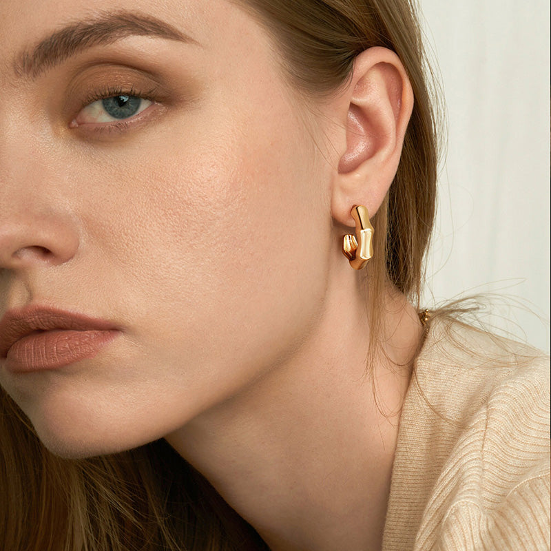 Gold Hoop Earrings for Women,14K Gold Plated Chunky Gold Hoop Earrings for Women Trendy Fashion Jewelry