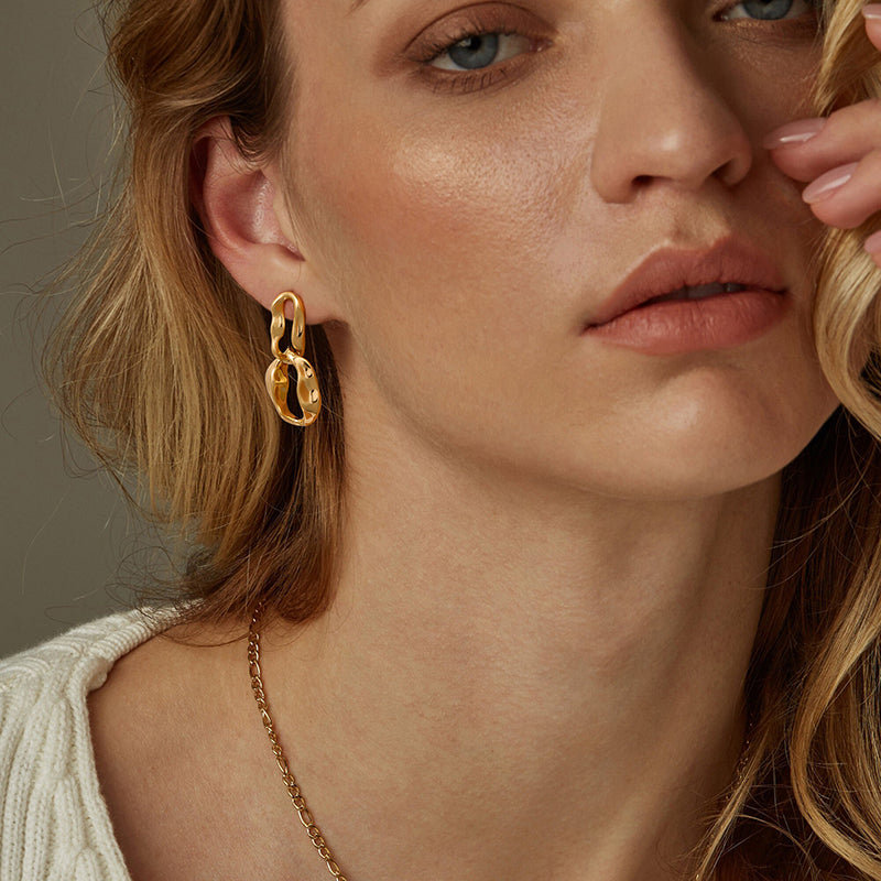 Gold Hoop Earrings for Women,14K Gold Plated Chunky Gold Hoop Earrings for Women Trendy Fashion Jewelry