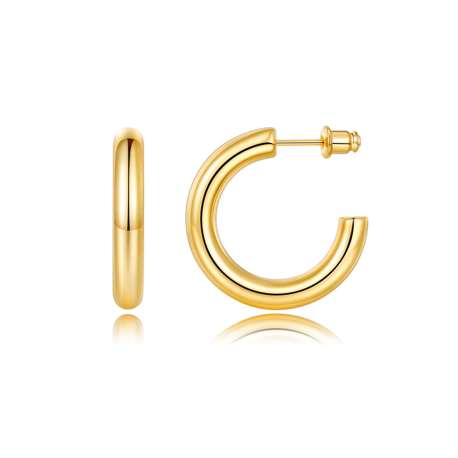 Chunky golden Hoop Earrings Set 14K golden and silver Plated Open Hoops Earrings Lightweight Small golden Hoop Earrings 20/30/40/50mm