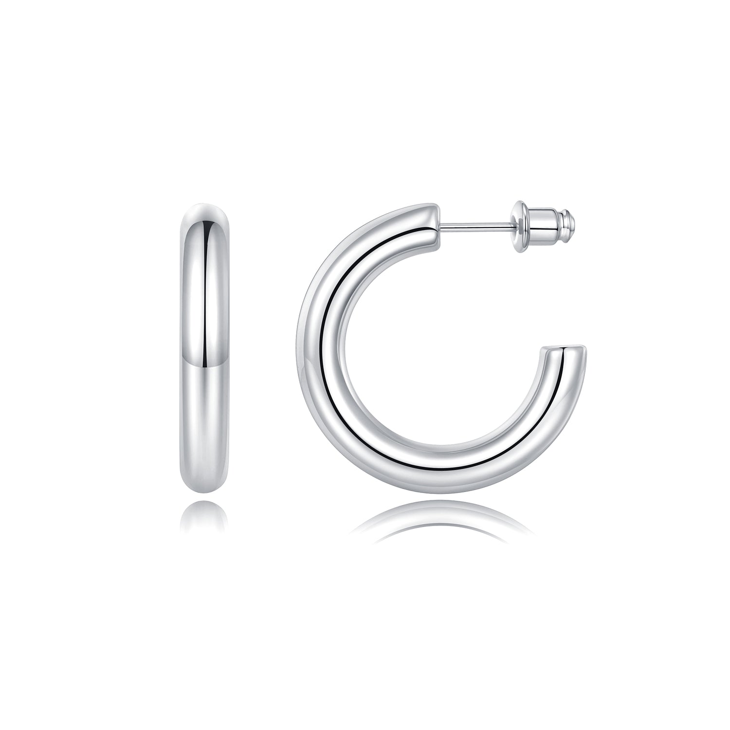 Chunky golden Hoop Earrings Set 14K golden and silver Plated Open Hoops Earrings Lightweight Small golden Hoop Earrings 20/30/40/50mm