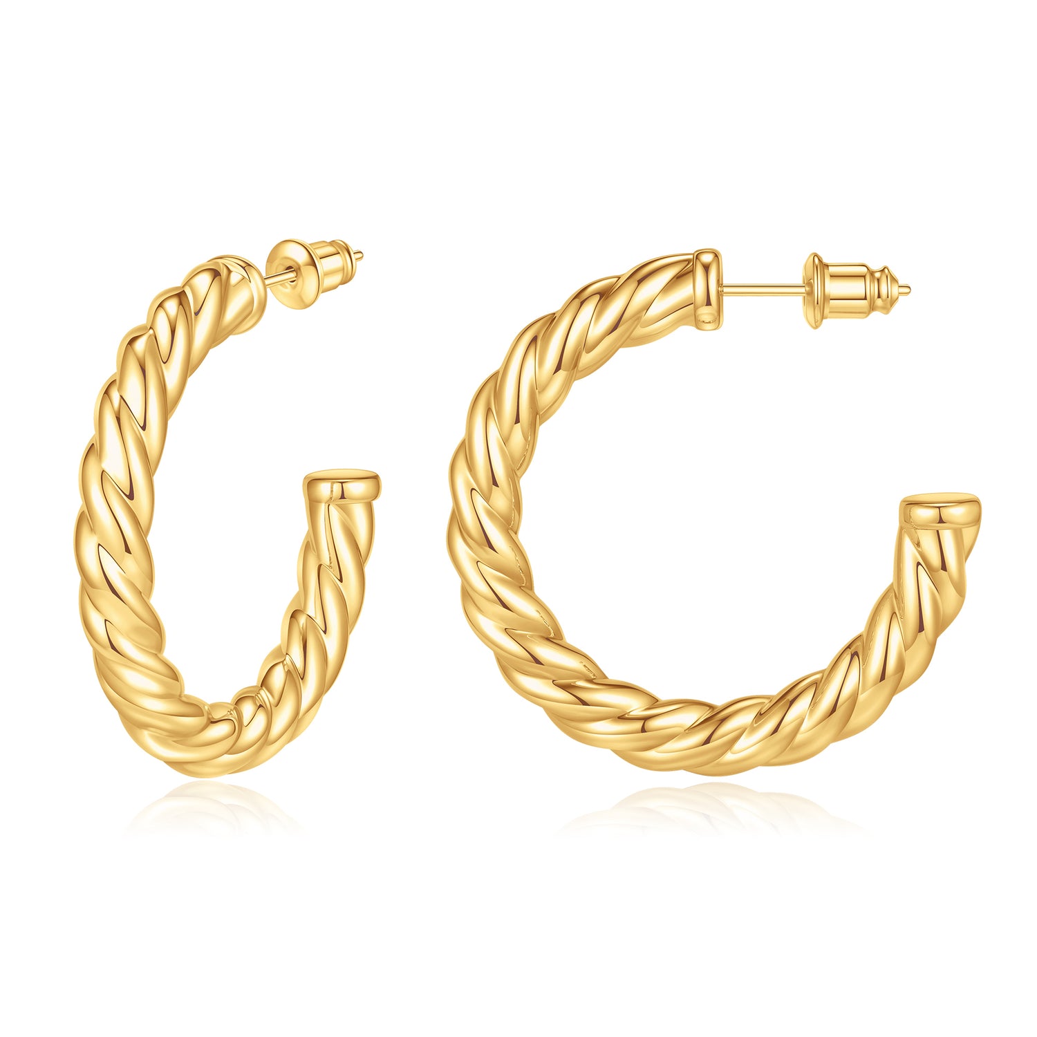 golden Hoop Earrings Set for Women 14K golden Plated Lightweight Chunky golden Hoop Earrings for Women Jewelry