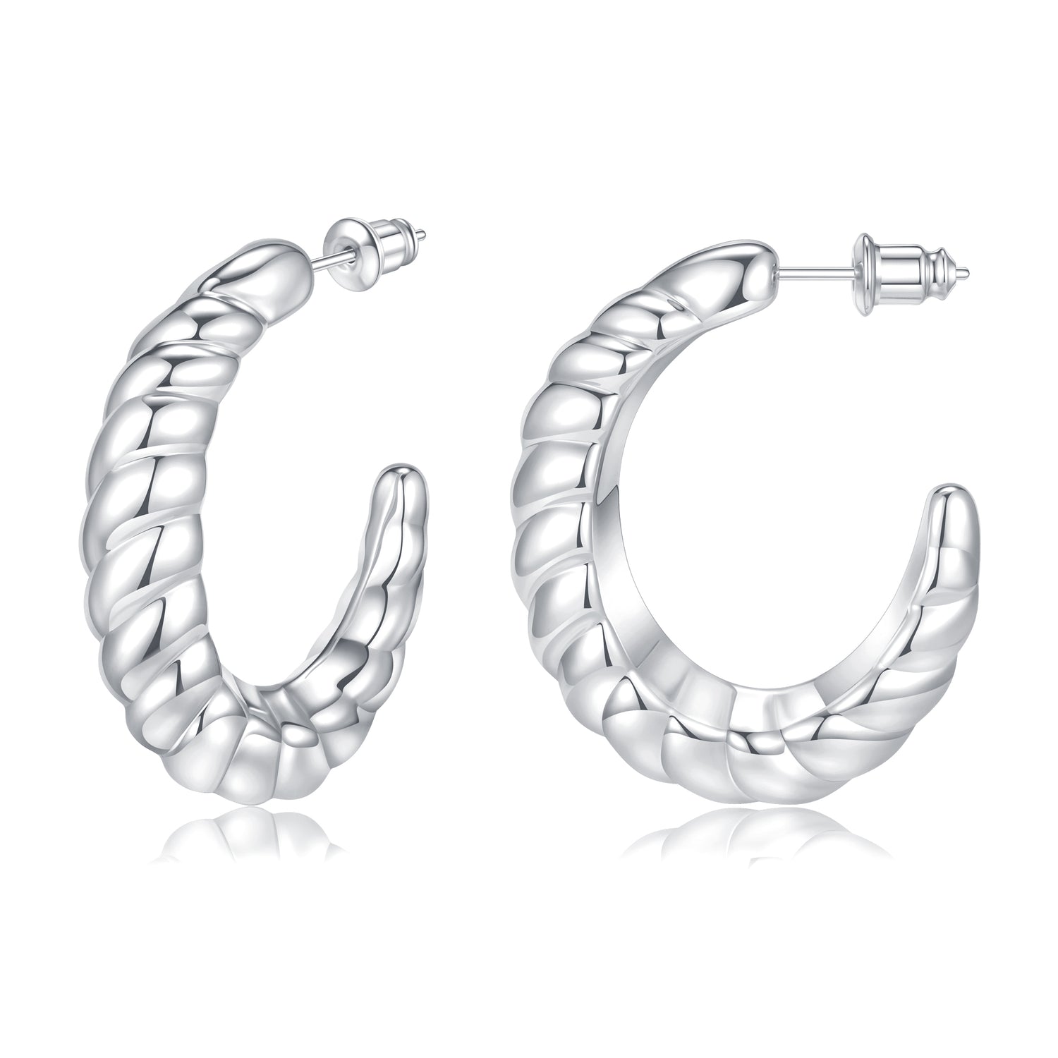 Women's silver earrings elegant fashion 932 plated silver lightweight thick silver hoop earrings women's jewelry