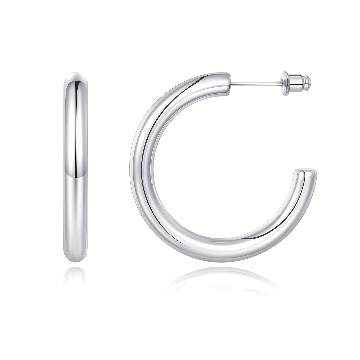 Chunky golden Hoop Earrings Set 14K golden and silver Plated Open Hoops Earrings Lightweight Small golden Hoop Earrings 20/30/40/50mm