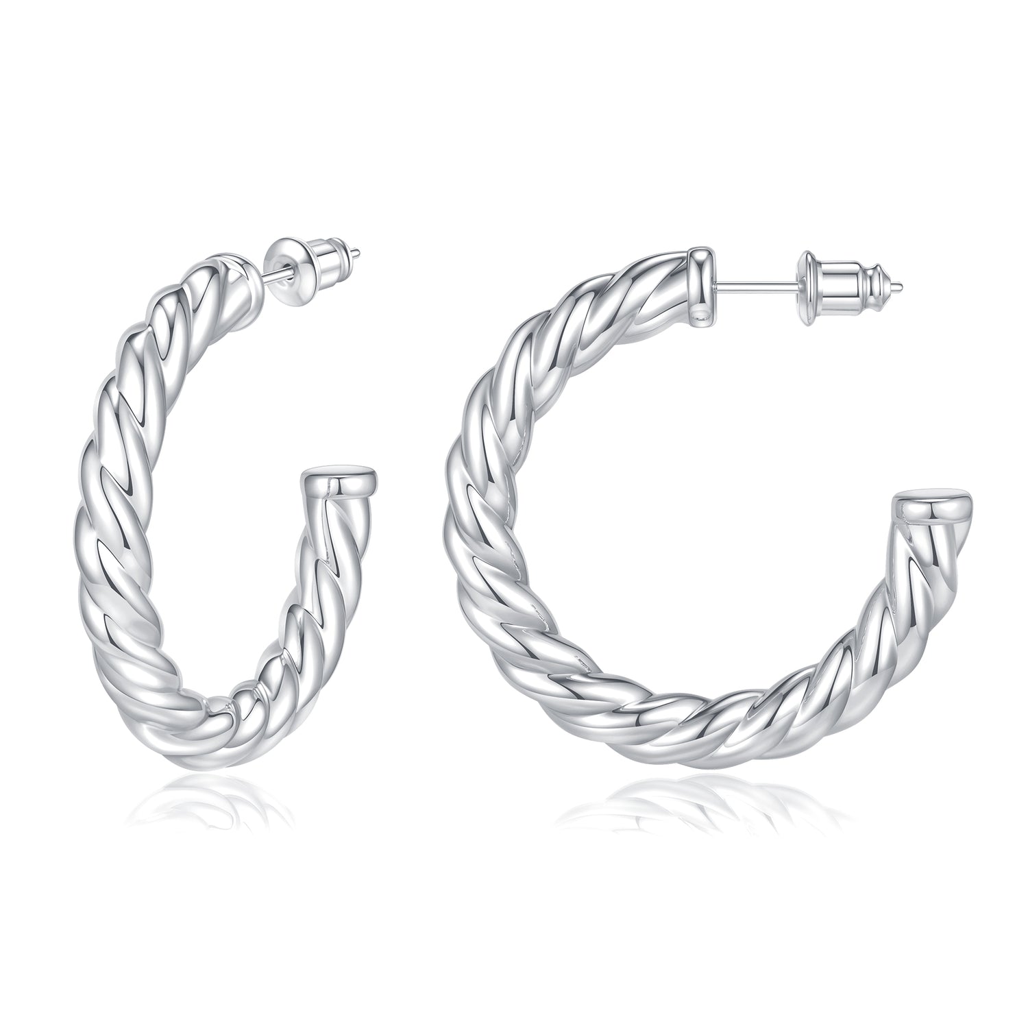 Women's silver earrings elegant fashion 929 plated silver lightweight thick silver hoop earrings women's jewelry