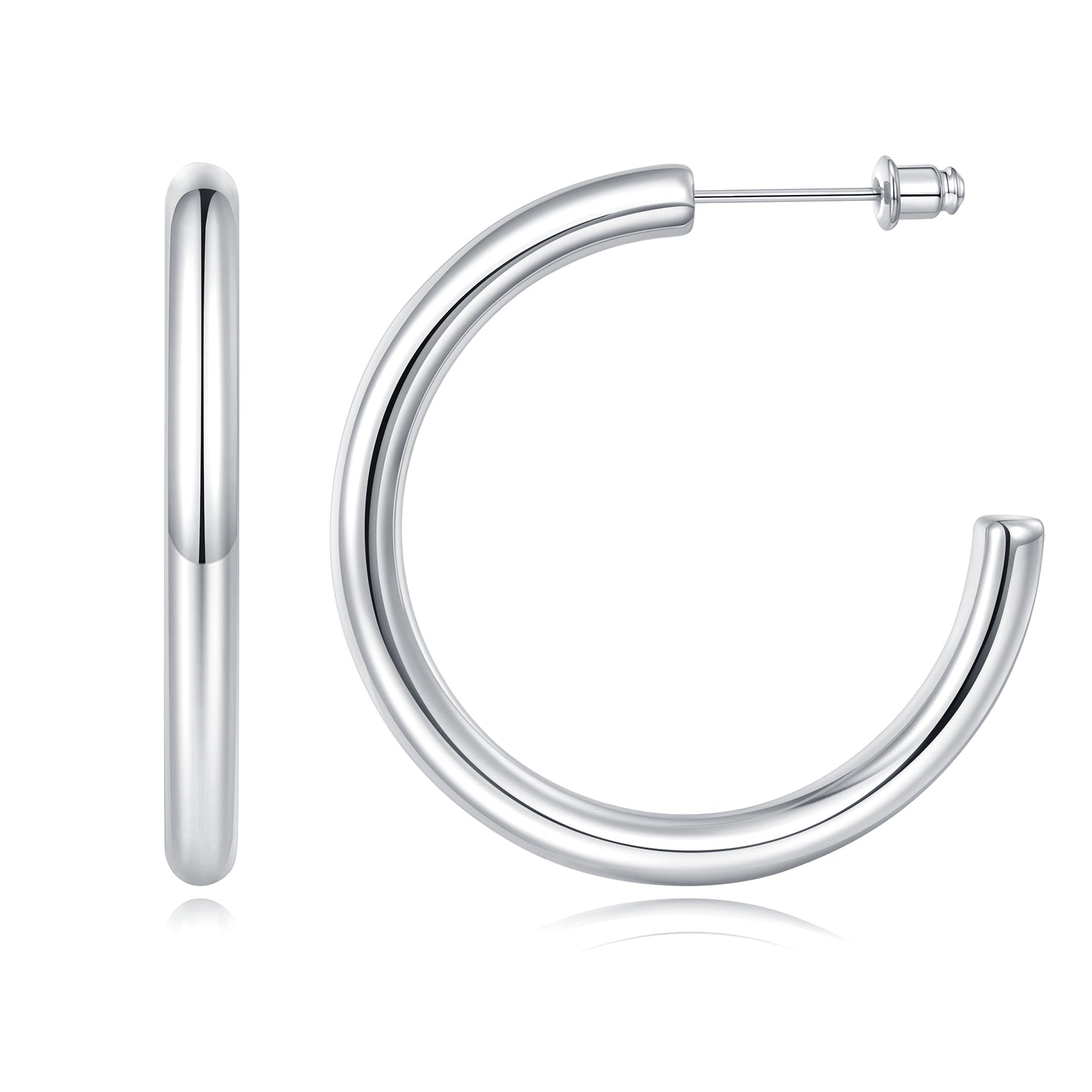 Chunky golden Hoop Earrings Set 14K golden and silver Plated Open Hoops Earrings Lightweight Small golden Hoop Earrings 20/30/40/50mm