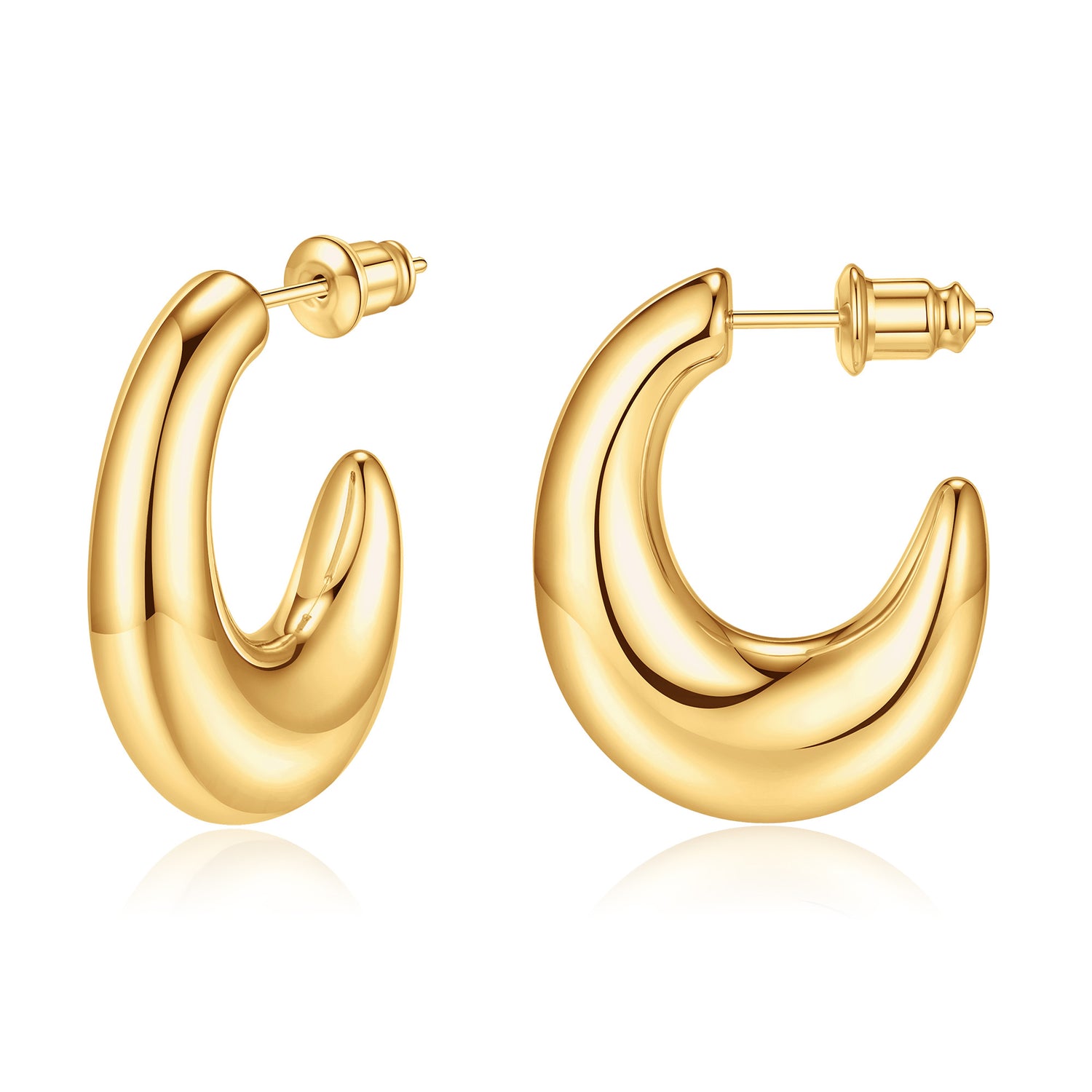 golden Hoop Earrings Set for Women 14K golden Plated Lightweight Chunky golden Hoop Earrings for Women Jewelry