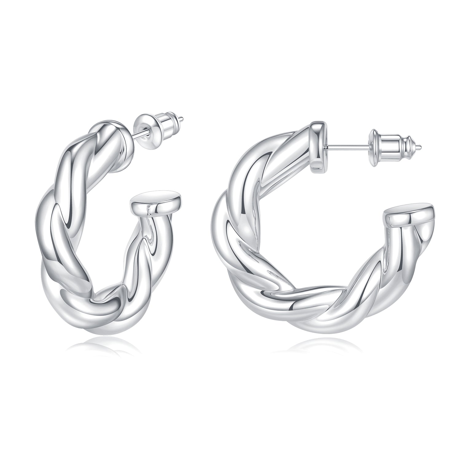 Women's silver earrings elegant fashion 927 plated silver lightweight thick silver hoop earrings women's jewelry