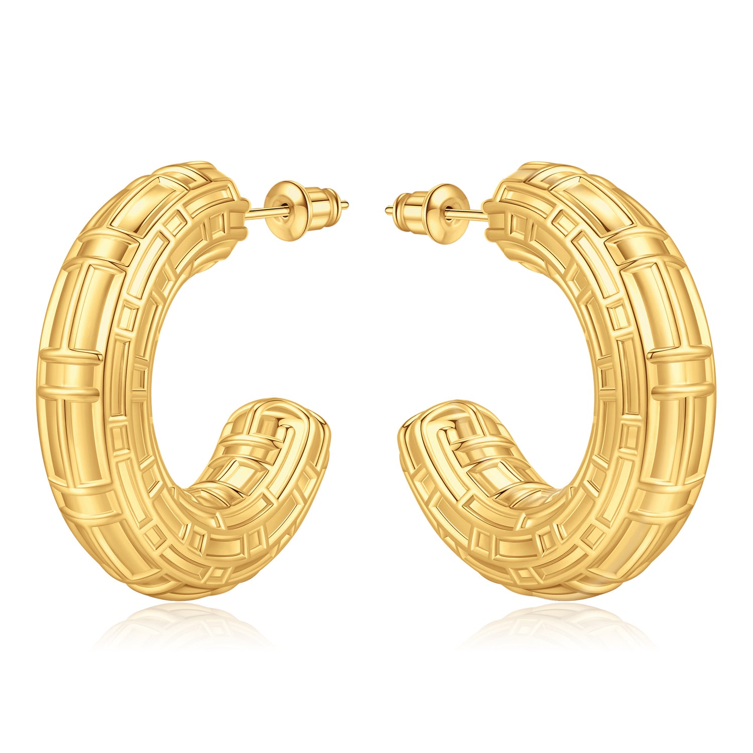 Women's Chunky golden Hoop Earrings 14K golden Plated Hoop Earrings Anti-Allergy Lightweight Non-Fading Personal golden Hoop Earrings Large Hoops Women's Fashion Jewelry