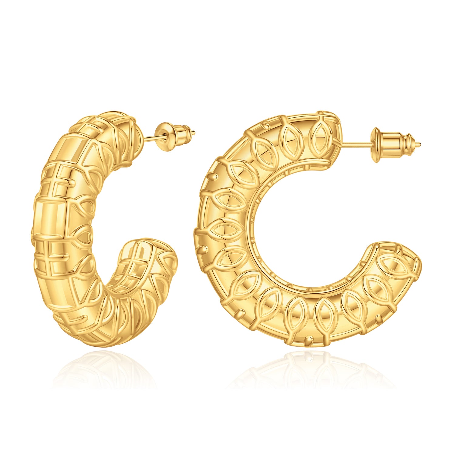 Chunky golden Hoop Earrings for Women 14K golden Plated Chunky Hoops Earrings for Women Hypoallergenic Lightweight Non Tarnish Statement golden Chunky Earrings Big Large Thick Hoop for Women Trendy Jewelry