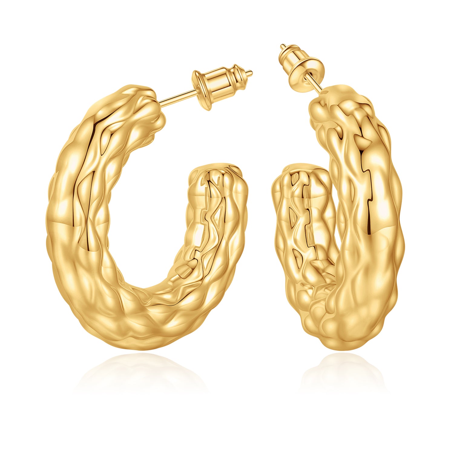 Chunky goldenen  Hoop Earrings for Women, 14k goldenen  Chunky Earrings for Women Big Large goldenen  Hoop Earrings Tarnish Free goldenen  Earrings Hypoallergenic Lightweight Thick Hoop Earrings Trendy goldenen  Hoop Earrings