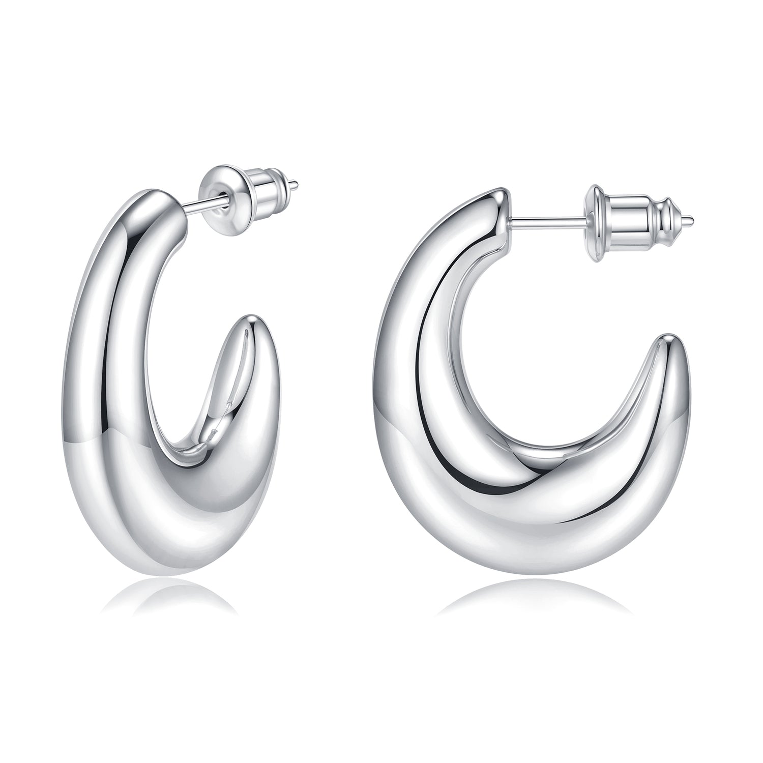Women's silver earrings elegant fashion 931 plated silver lightweight thick silver hoop earrings women's jewelry
