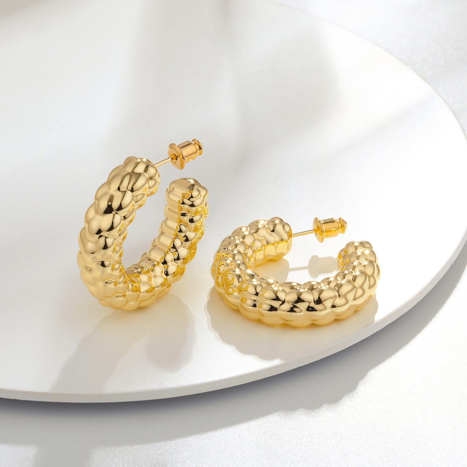 Chunky golden Hoop Earrings for Women,14K golden Plated Earrings Chunky Hoop Earrings for Women Trendy golden Statement Earrings for Women Chunky golden Earrings Chunky Earrings for Women Jewelry Gifts