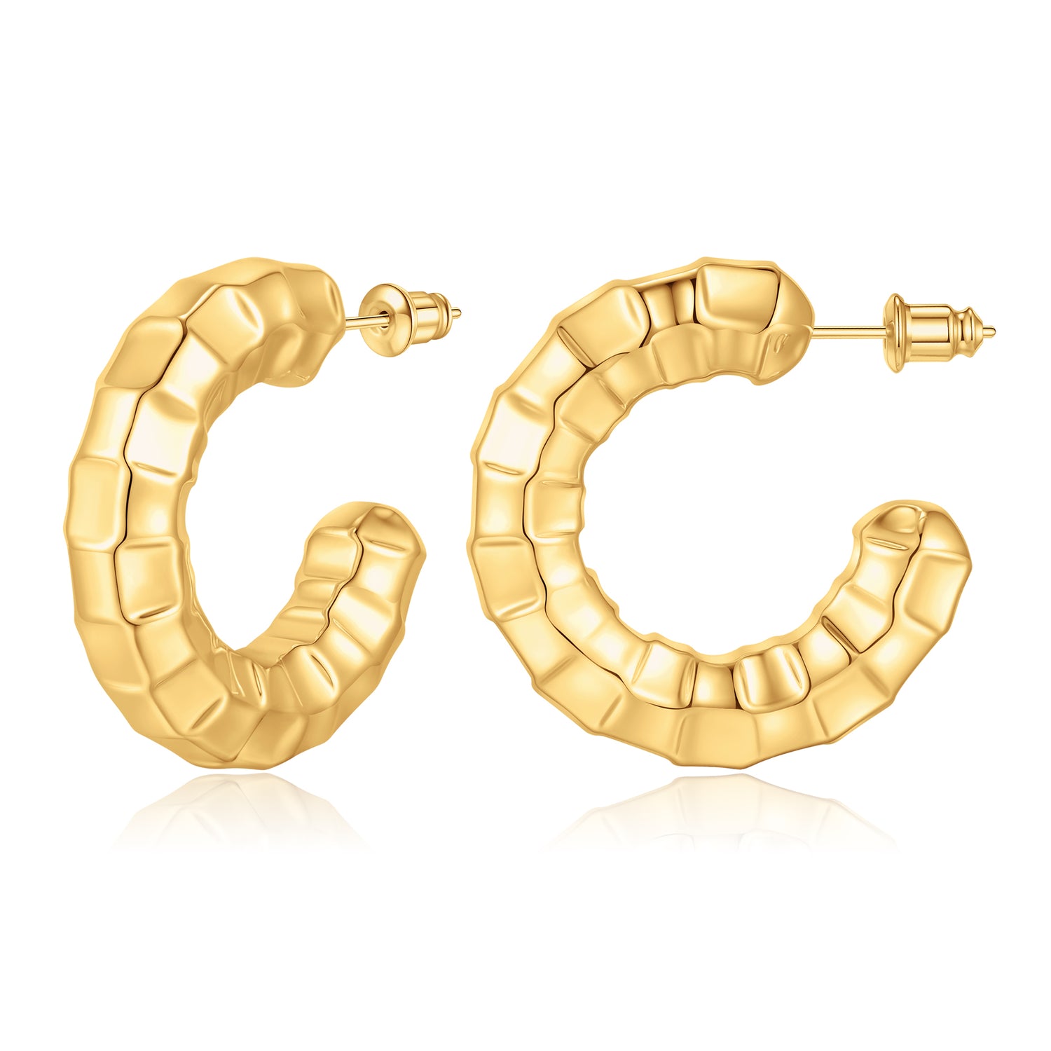 golden Chunky Hoop Earrings for Women,14K golden Plated Earrings Chunky golden Earrings for Women Trendy golden Statement Earrings for Women Chunky Hoop Earrings Chunky Earrings for Women Jewelry Gifts