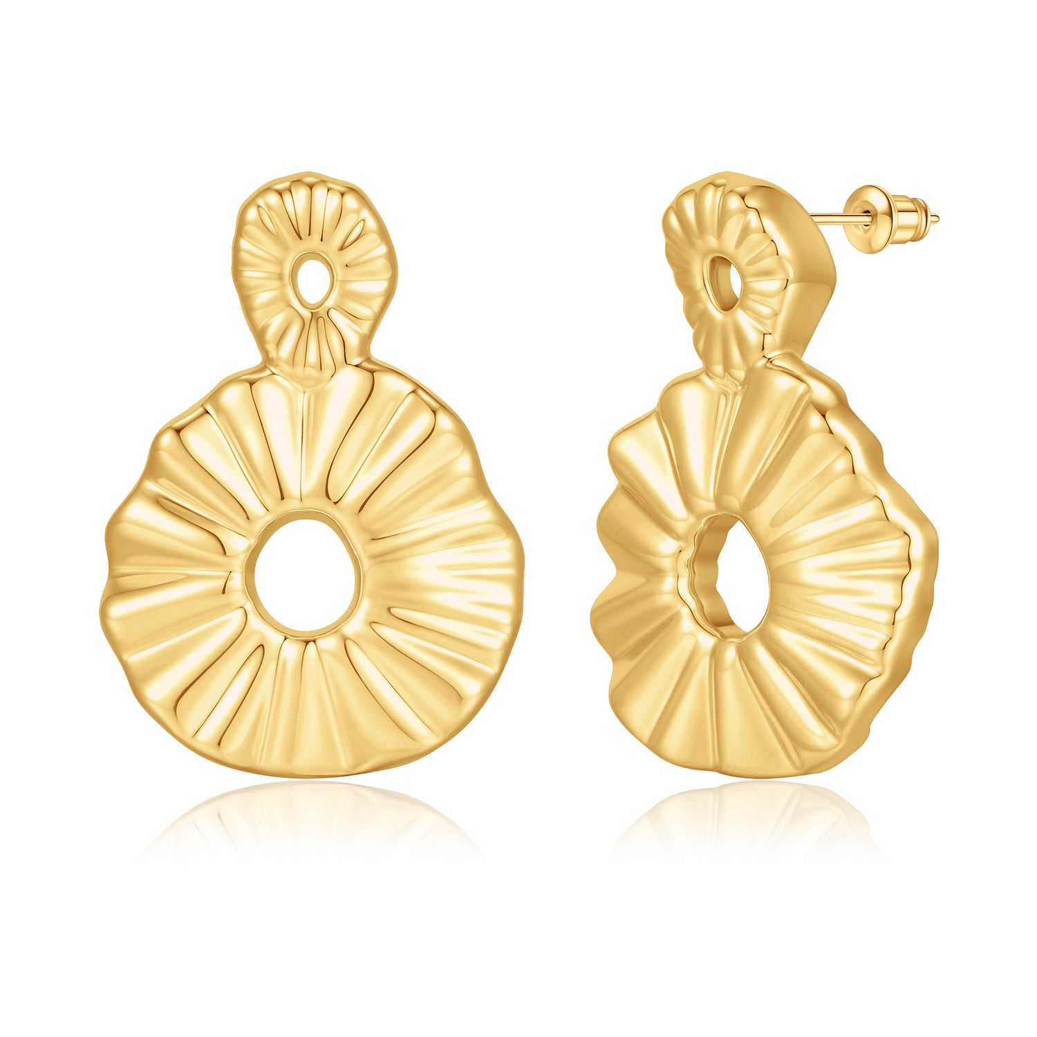 Women's thick golden earrings 14K golden-plated thick hoop earrings women's thick hoop golden earrings large size anti-allergy lightweight non-f women's thick hoop golden fashion jewelry