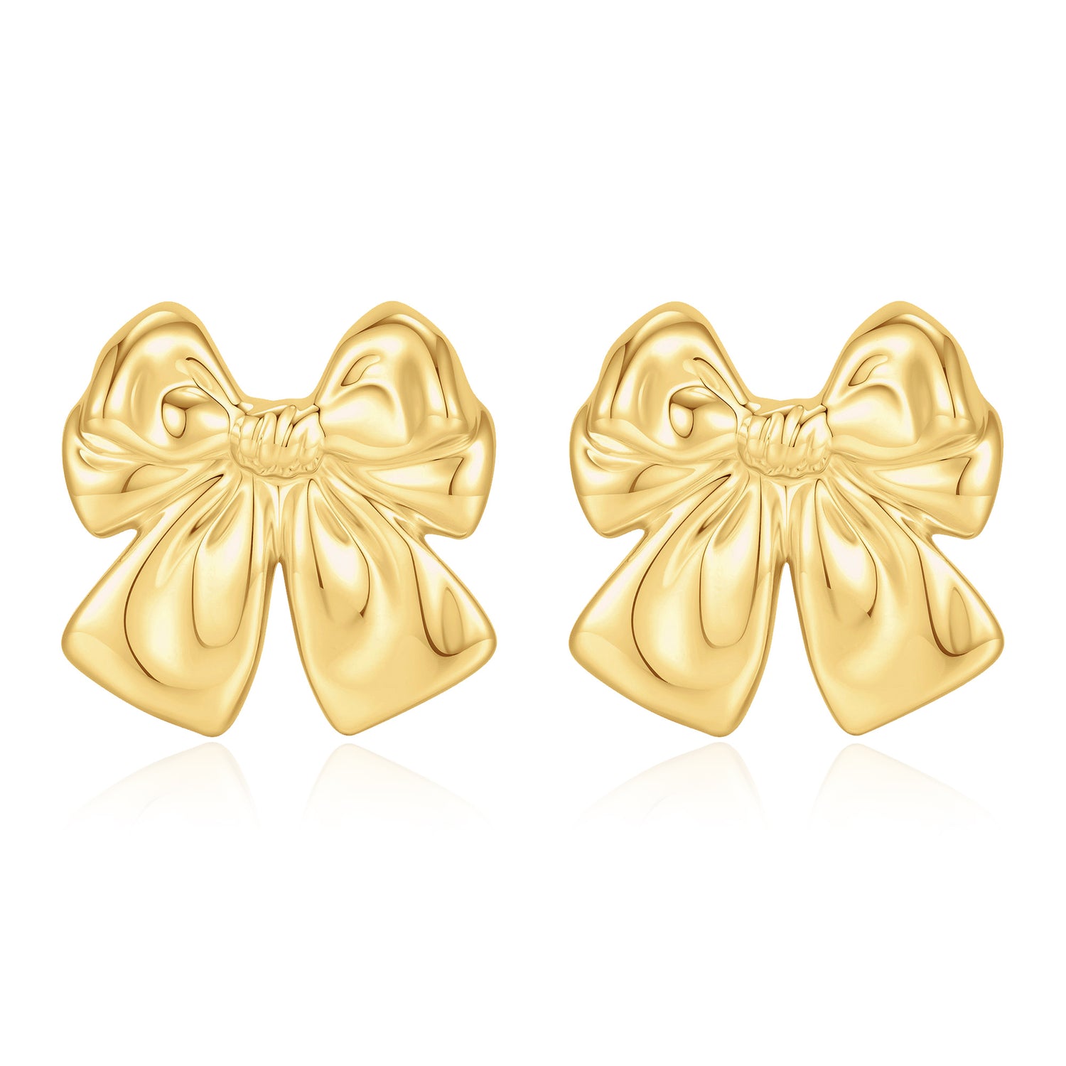 golden Bow Earrings for Women, 14K golden Plated Ribbon Bow Stud Earrings for Women Bowknot golden Earrings for Women Trendy golden Bow Drop Dangle Statement Earrings for Women Jewelry Gift