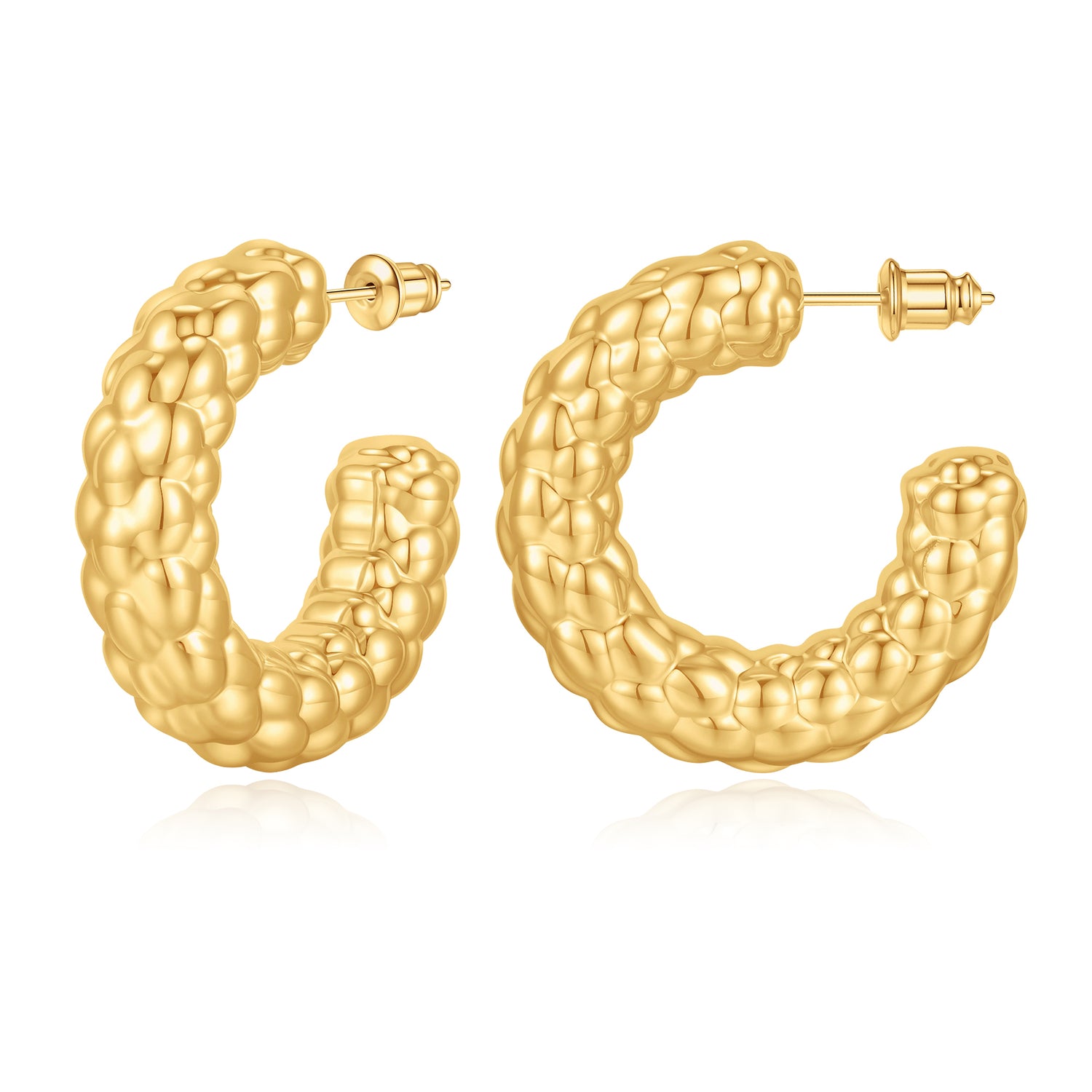 Chunky golden Hoop Earrings for Women,14K golden Plated Earrings Chunky Hoop Earrings for Women Trendy golden Statement Earrings for Women Chunky golden Earrings Chunky Earrings for Women Jewelry Gifts