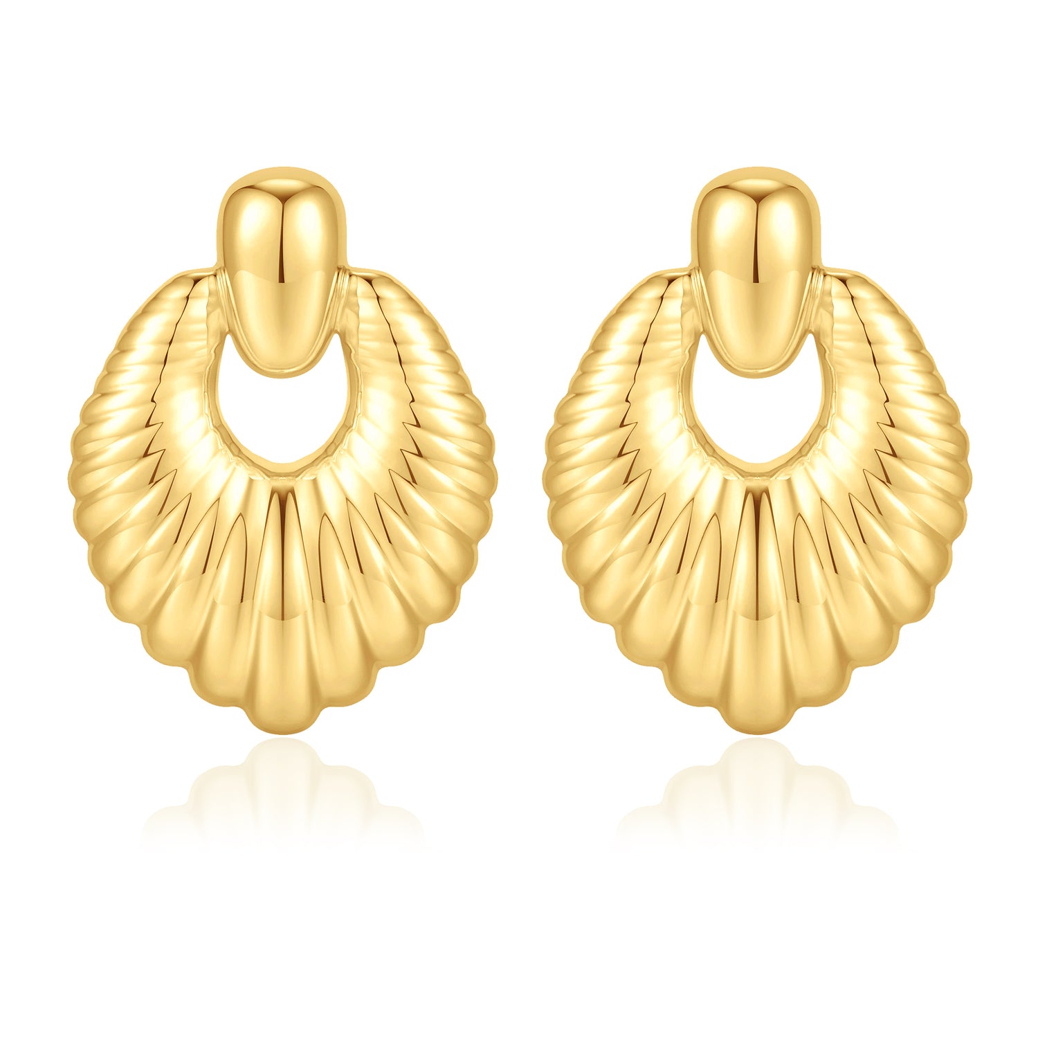 Chunky golden Dangle Earrings for Women, 14K golden Plated Statement Dangle Earrings for Women Chunky golden Drop Dangle Earrings for Women Door Knock Shape Lightweight Chunky golden Earrings for Women