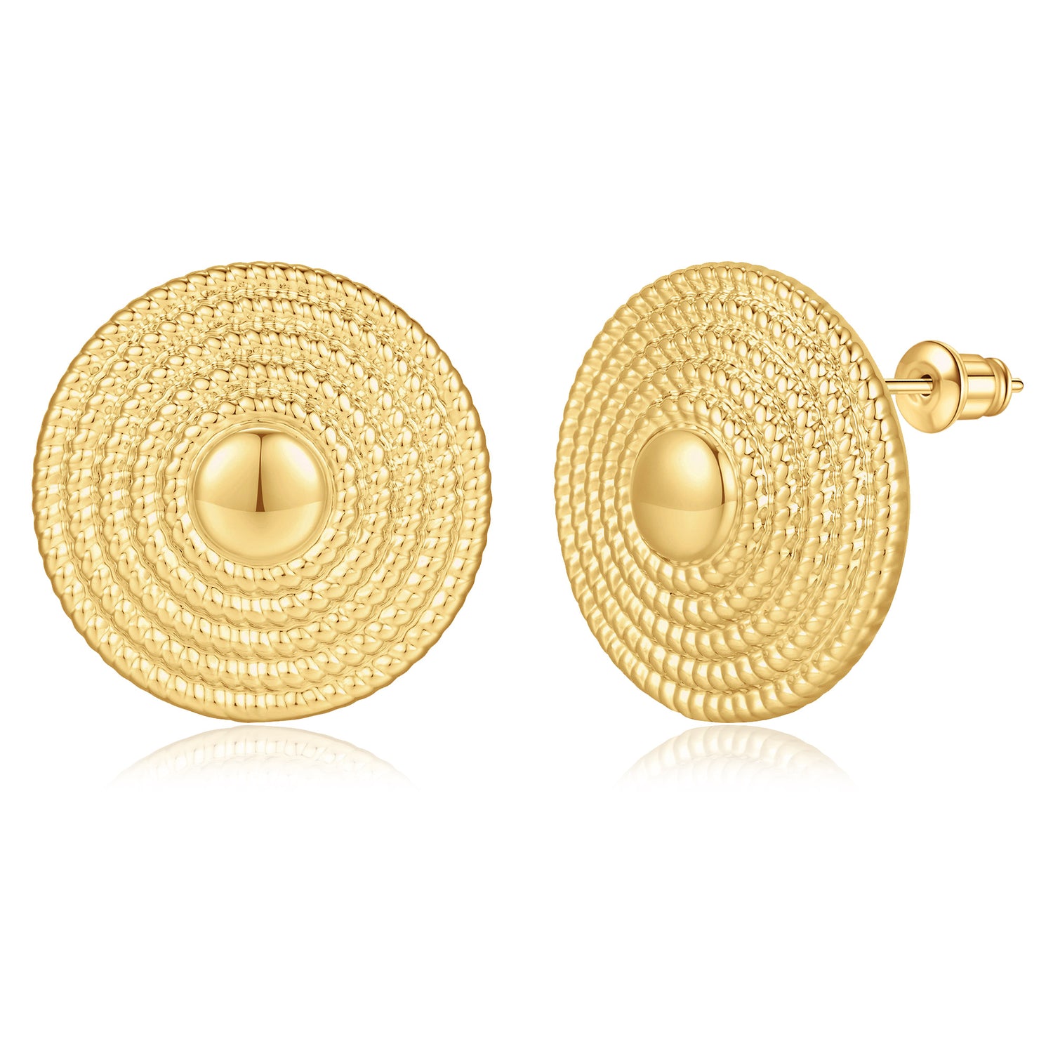 Chunky golden Earrings for Women, 14K golden Plated Statement Earrings for Women Large Stud golden Chunky Earrings Hypoallergenic Lightweight Big Coin Thick Chunky golden Earrings for Women Trendy Jewelry