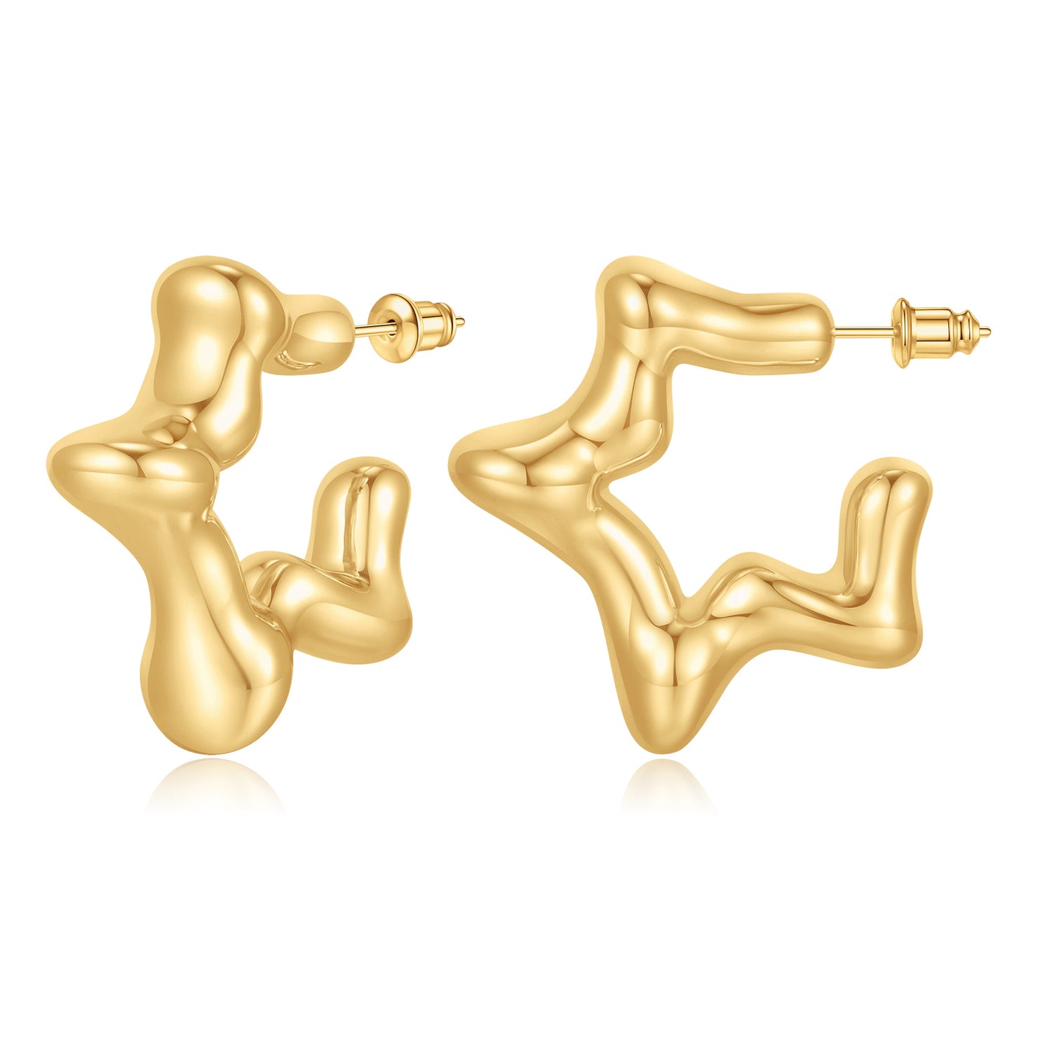 Chunky Star Hoop Earrings for Women, 14k golden Plated Earrings golden Star Earrings for Women Trendy Chunky Hoop Earrings Chunky golden Earrings for Women Chunky Star Earrings for Women Jewelry Gifts