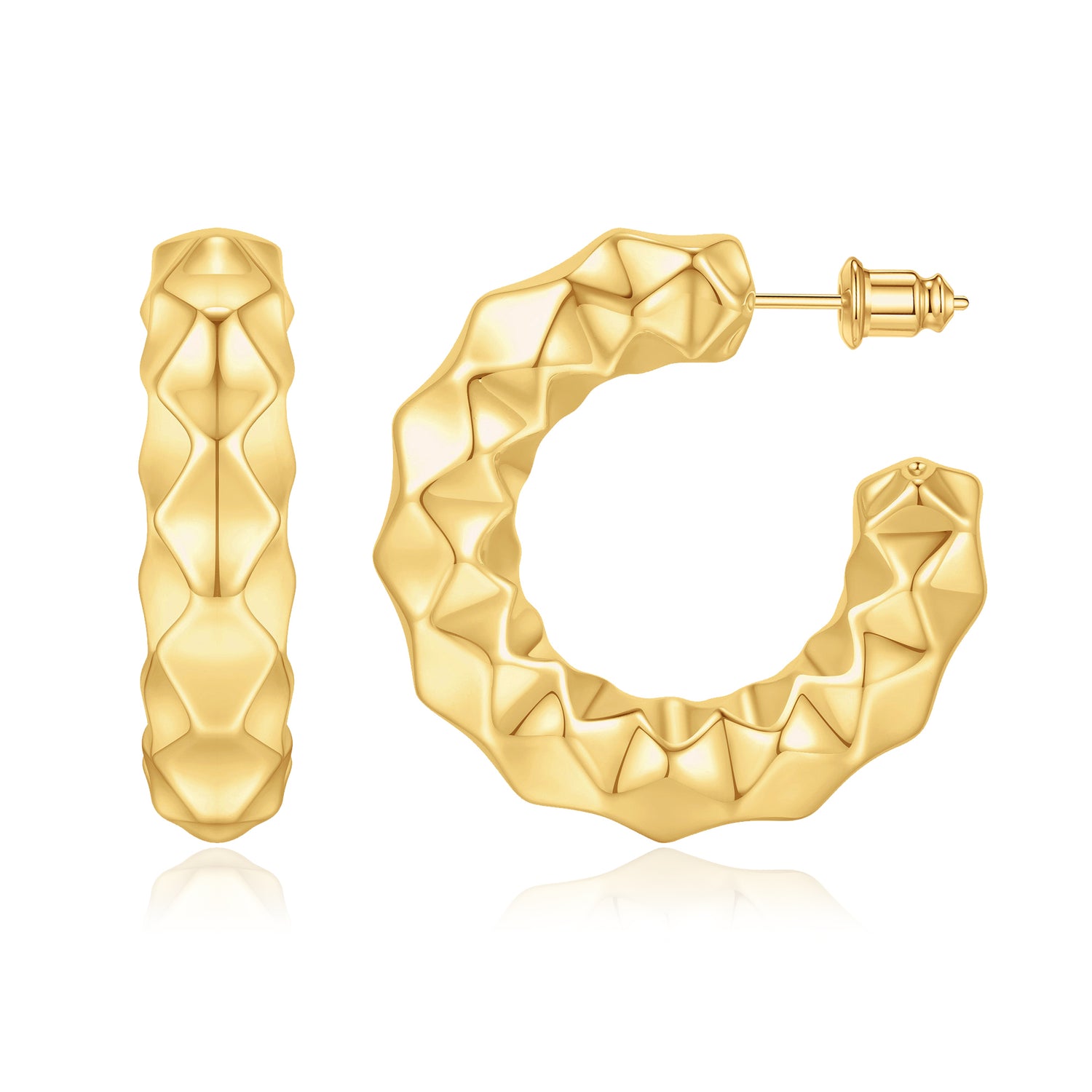 Women's coarse golden hoop earrings 14k golden plated twist hoop earrings women's fashion thick golden hoop earrings 30mm lightweight open hoop women's golden jewelry