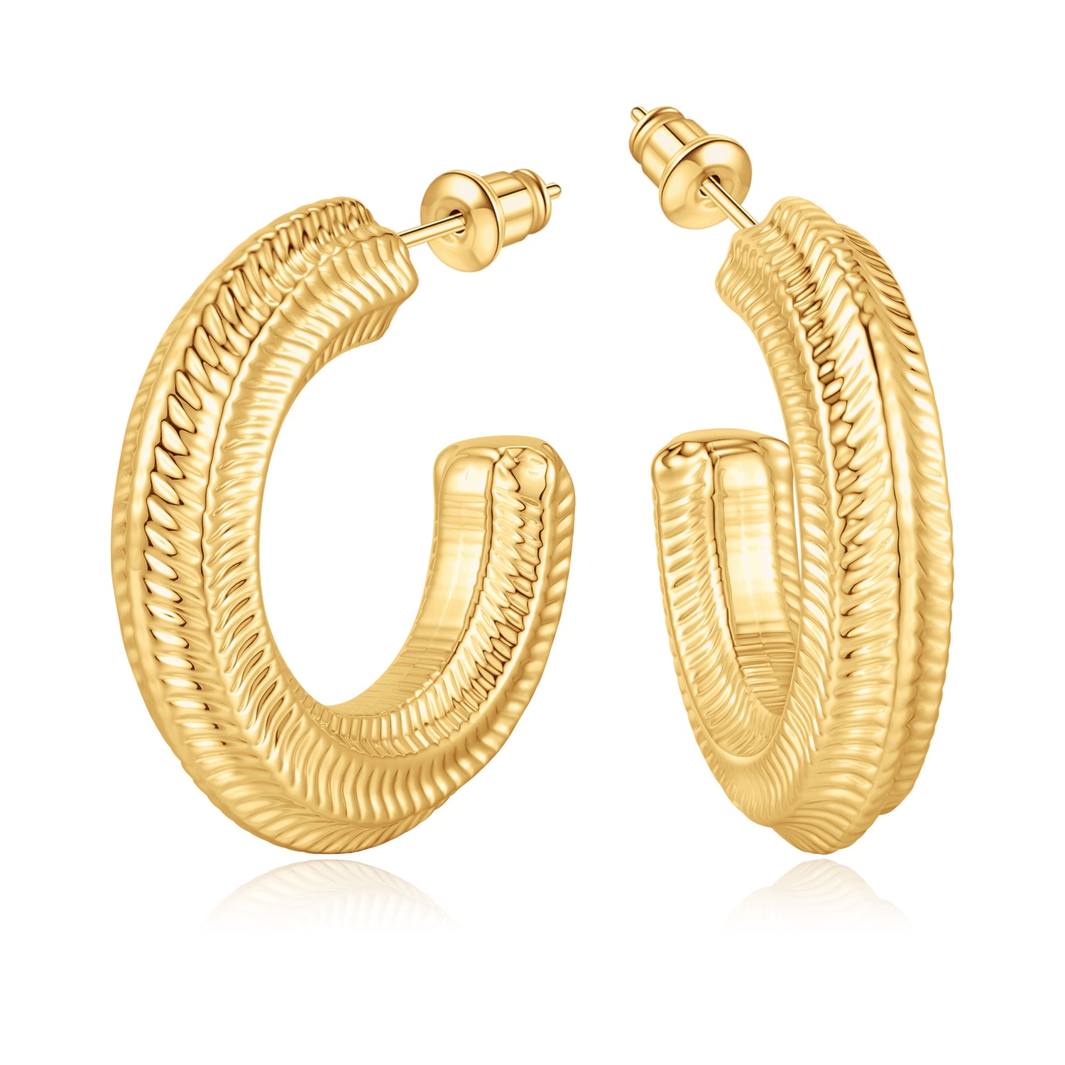 Chunky golden Hoop Earrings for Women, 14k golden Chunky Earrings for Women Big Large golden Hoop Earrings Tarnish Free golden Earrings Hypoallergenic Lightweight Thick Hoop Earrings Trendy golden Hoop Earrings