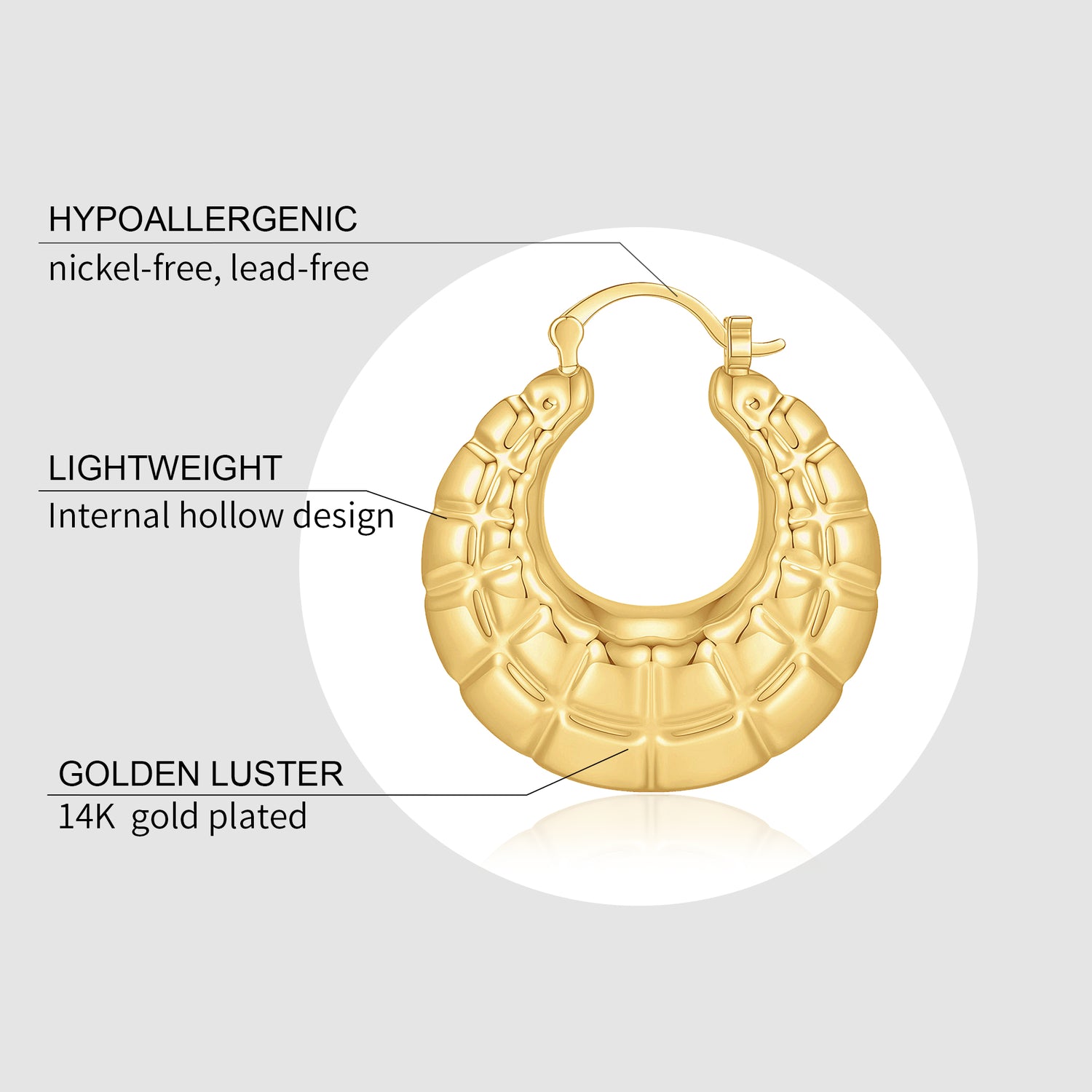 Chunky goldenen  Hoop Earrings for Women,  14K goldenen  Plated Statement Earrings for Women Large goldenen  Chunky Earrings Hypoallergenic Lightweight Big Thick Chunky goldenen  Earrings for Women Trendy Jewelry