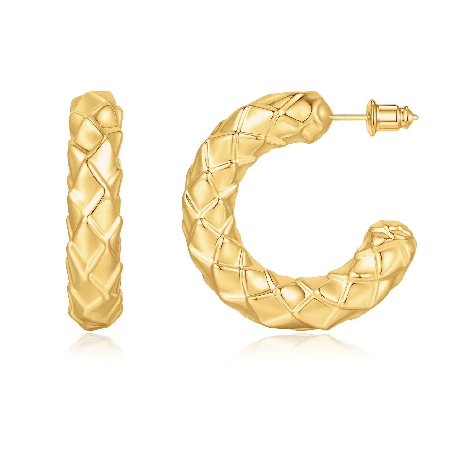 Chunky golden Hoop Earrings for Women, 14K golden Plated Chunky Hoops Earrings for Women Hypoallergenic Lightweight Non Tarnish Statement golden Chunky Earrings Big Large Thick Hoop for Women Trendy Jewelry