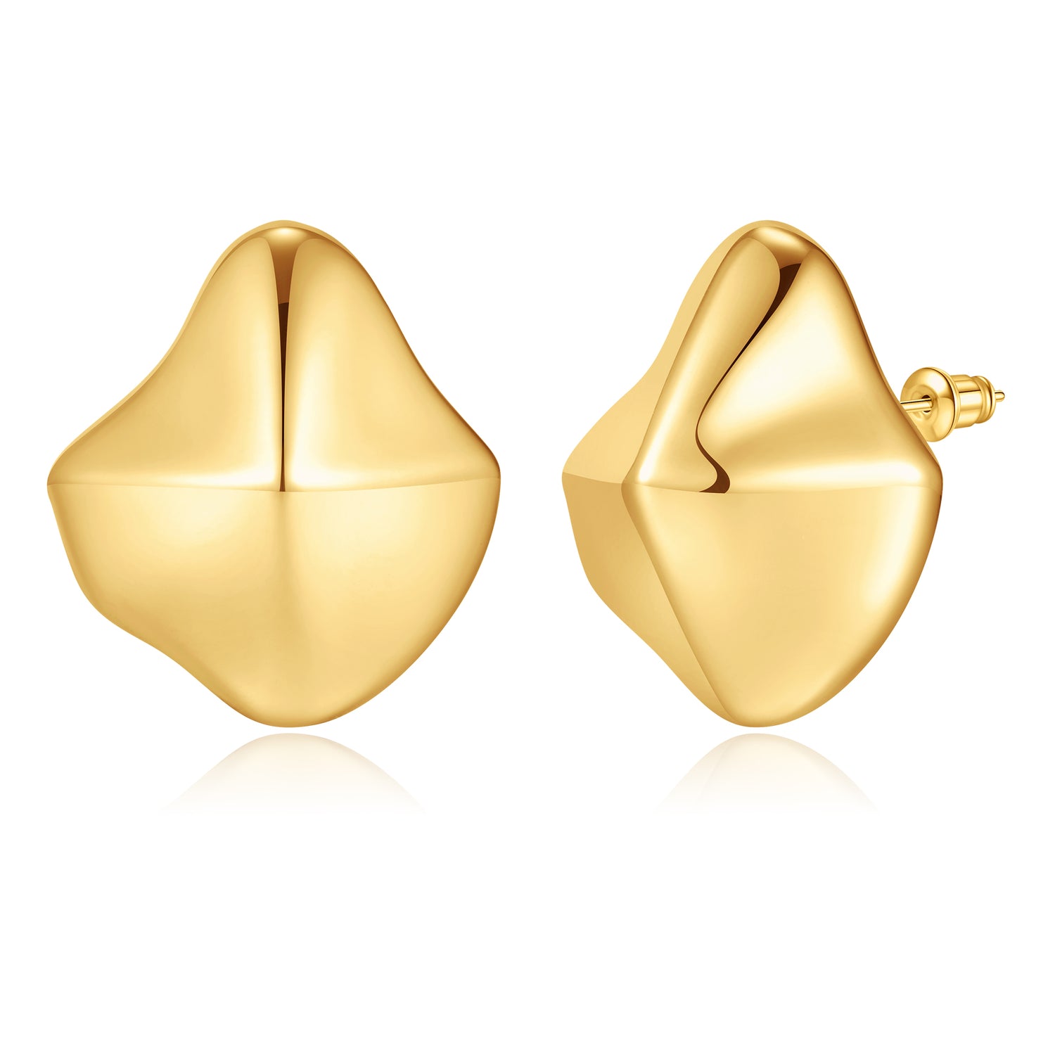 Chunky golden Earrings for Women, 14K golden Plated Statement Earrings for Women Large Stud Chunky golden Earrings Big Geometry Hypoallergenic Lightweight Thick golden Earrings Trendy Jewelry for Women