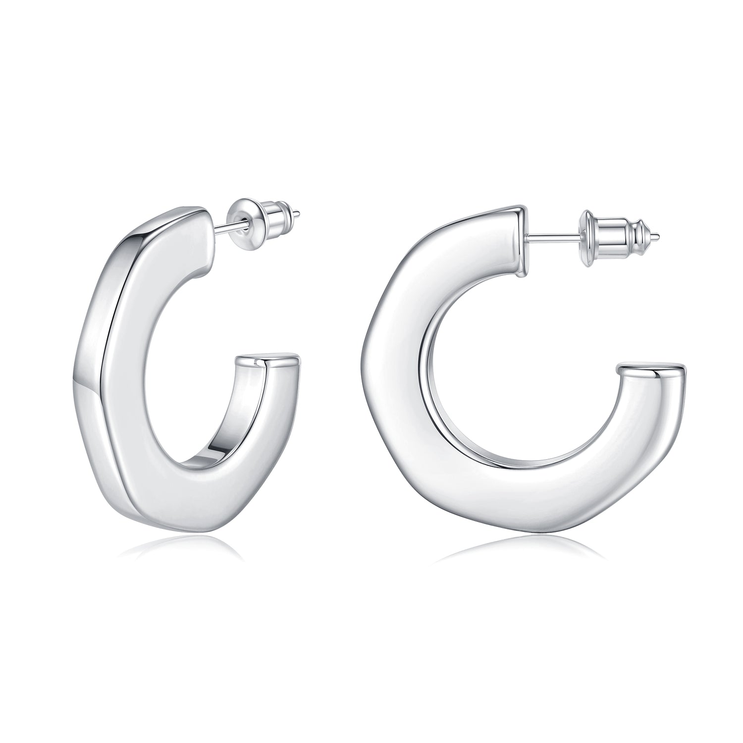 Women's silver earrings elegant fashion 928 plated silver lightweight thick silver hoop earrings women's jewelry