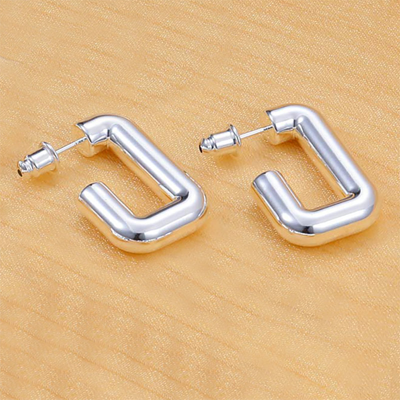 Women's silver earrings elegant fashion 926 plated silver lightweight thick silver hoop earrings women's jewelry