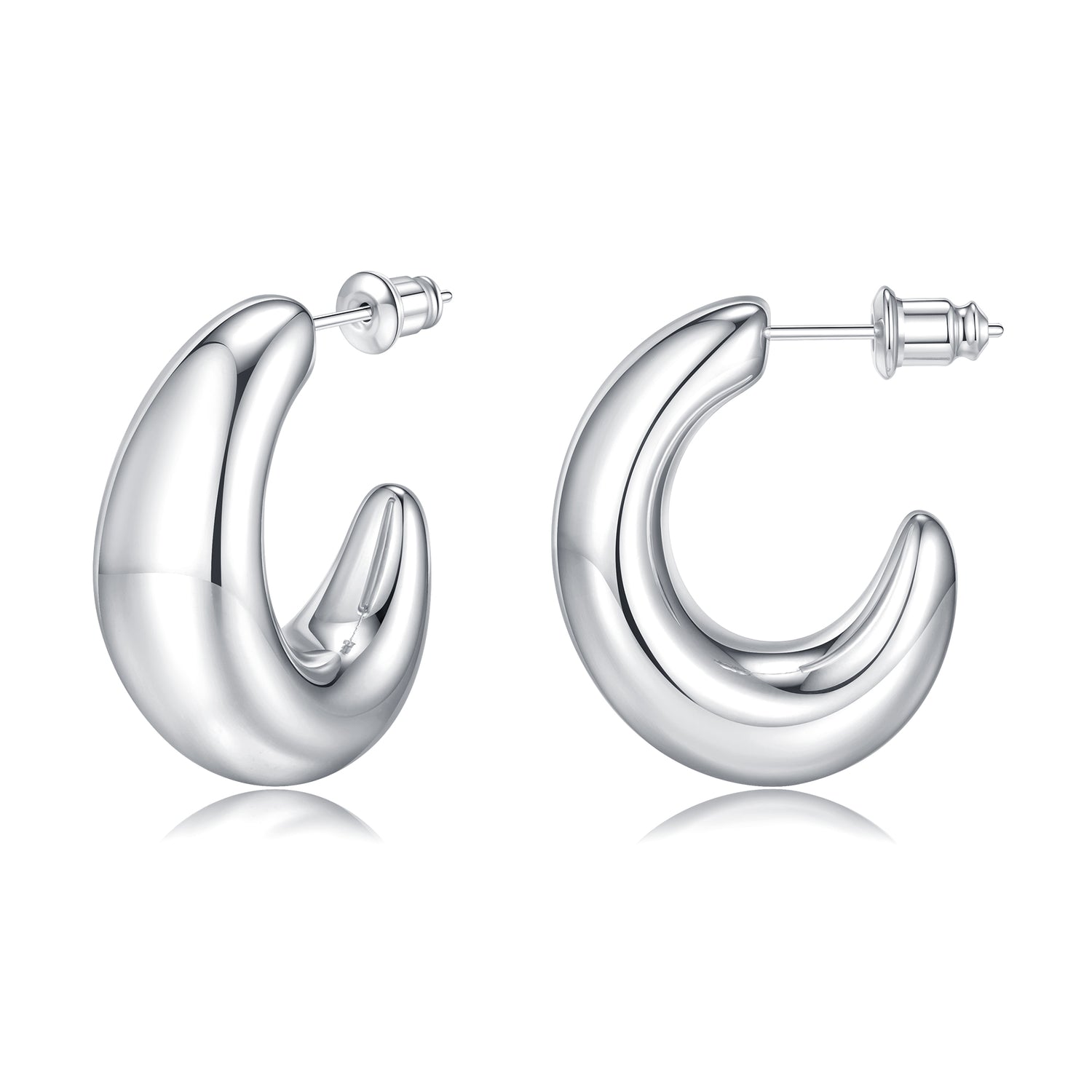 Women's silver earrings elegant fashion 930 plated silver lightweight thick silver hoop earrings women's jewelry