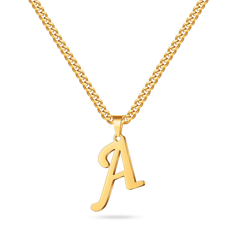 LUXEJEW Gold/Silver Initial A-Z Letter Necklace Stainless Steel Cuban Chain Initial Necklace for Men Women Jewelry Gifts