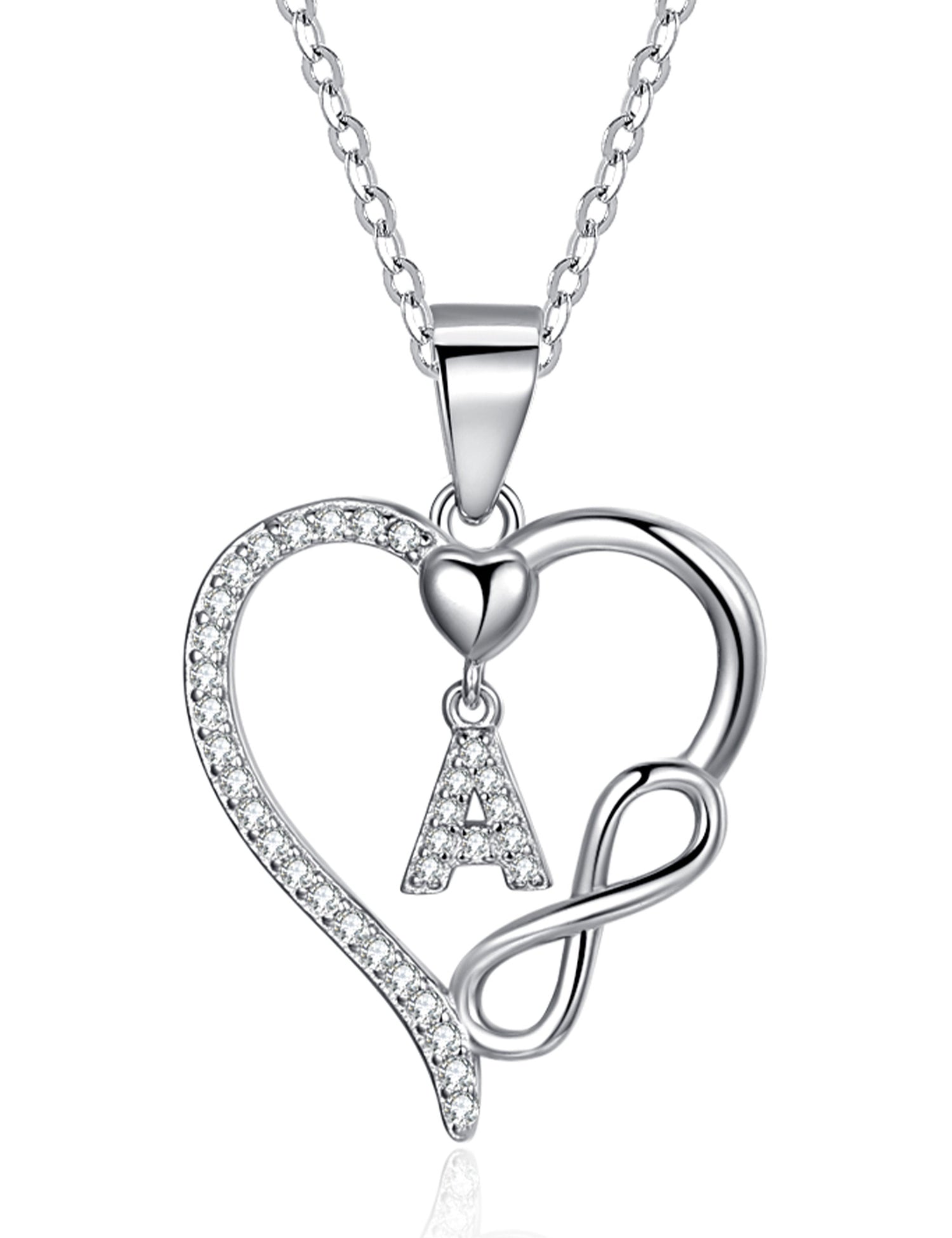 Visit the ITS4YEO Store 925 Sterling Silver Infinity Heart Pendant Initial Necklaces Silver Necklace Zircon Pendant Necklaces for Women Jewelry Gift for Women Wifes Her Valentines Gift