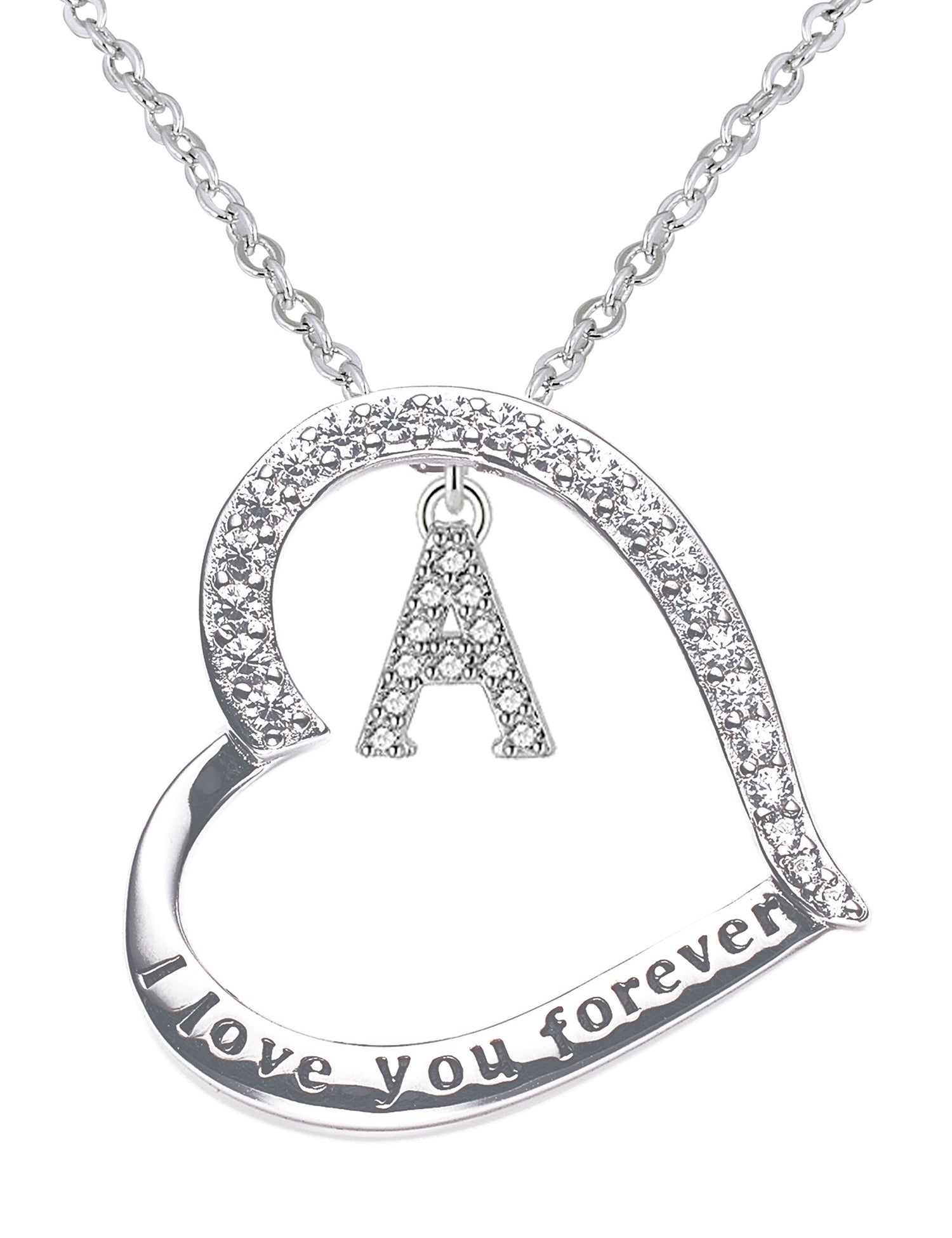 925 Sterling Silver Infinity Heart Pendant Initial Necklaces Silver Necklace Zircon Pendant Necklaces for Women Jewelry Gift for Women Wifes Her Valentines Gift