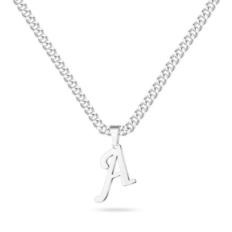 LUXEJEW Gold/Silver Initial A-Z Letter Necklace Stainless Steel Cuban Chain Initial Necklace for Men Women Jewelry Gifts