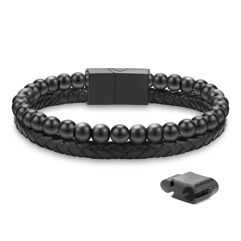 LUXEJEW Leather Beaded Bracelets for Men Women Natural 6MM Stone Adjustable Magnetic Clasp Bracelet Jewelry Gifts for Men