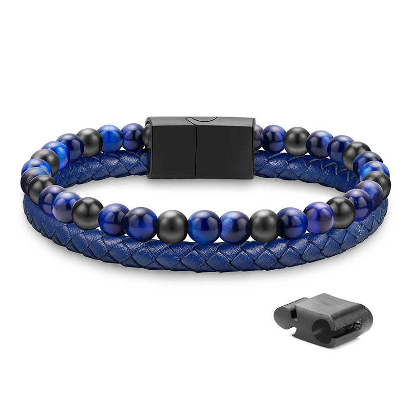 LUXEJEW Leather Beaded Bracelets for Men Women Natural 6MM Stone Adjustable Magnetic Clasp Bracelet Jewelry Gifts for Men