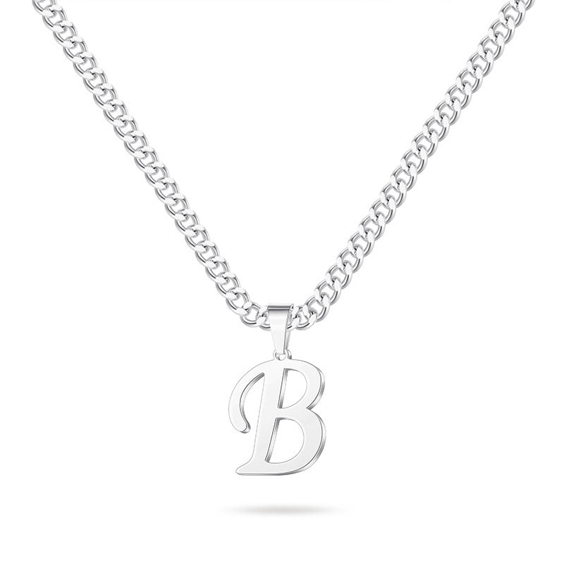 LUXEJEW Gold/Silver Initial A-Z Letter Necklace Stainless Steel Cuban Chain Initial Necklace for Men Women Jewelry Gifts