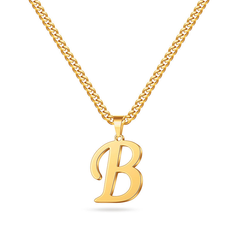 LUXEJEW Gold/Silver Initial A-Z Letter Necklace Stainless Steel Cuban Chain Initial Necklace for Men Women Jewelry Gifts