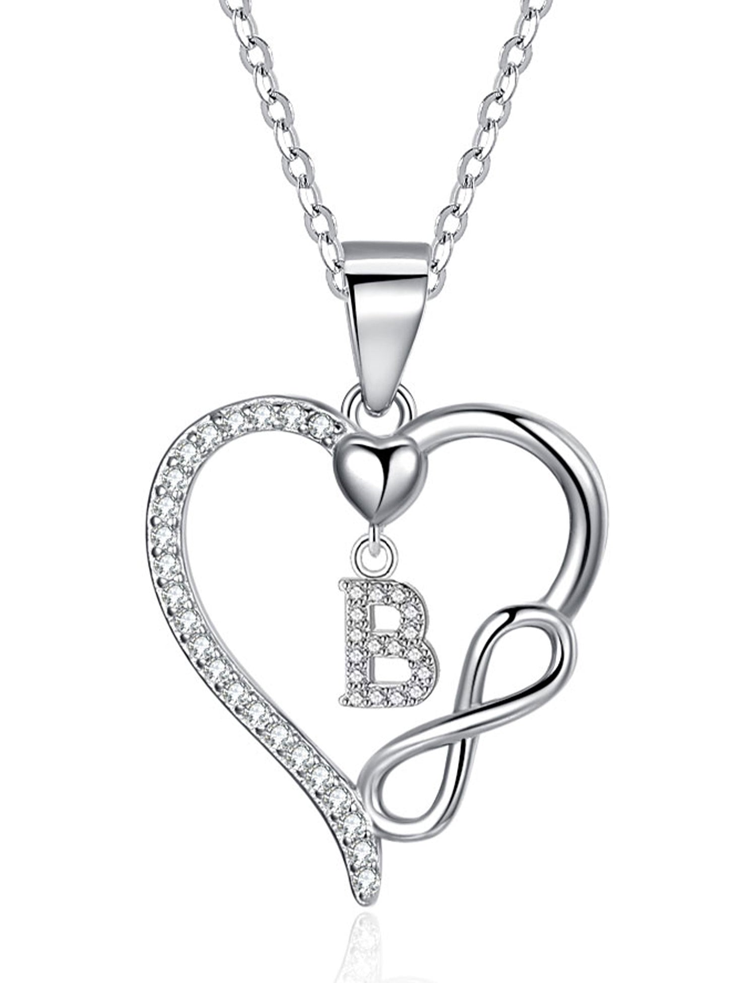 Visit the ITS4YEO Store 925 Sterling Silver Infinity Heart Pendant Initial Necklaces Silver Necklace Zircon Pendant Necklaces for Women Jewelry Gift for Women Wifes Her Valentines Gift