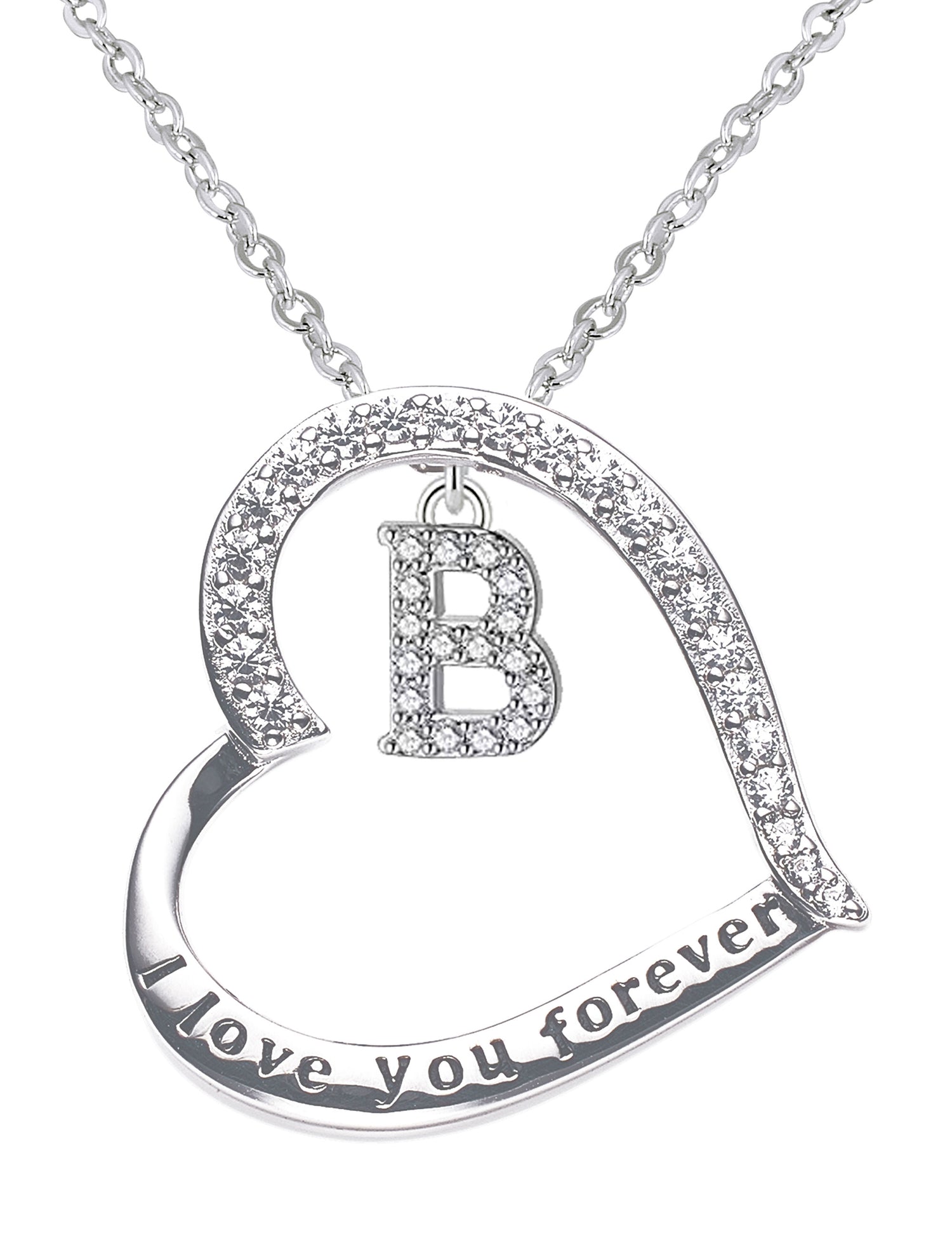 925 Sterling Silver Infinity Heart Pendant Initial Necklaces Silver Necklace Zircon Pendant Necklaces for Women Jewelry Gift for Women Wifes Her Valentines Gift