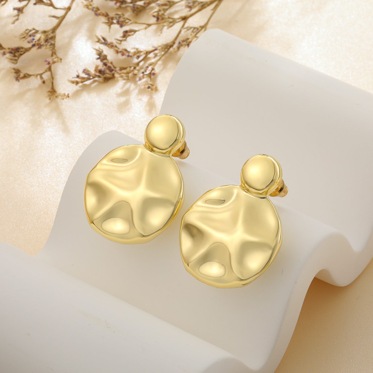 golden Statement Earrings for Women 14K golden Plated Big Disc Drop Dangle Earrings for Women golden Chunky Earrings for Women Chunky golden Earrings for Women golden Jewelry for Women Gifts