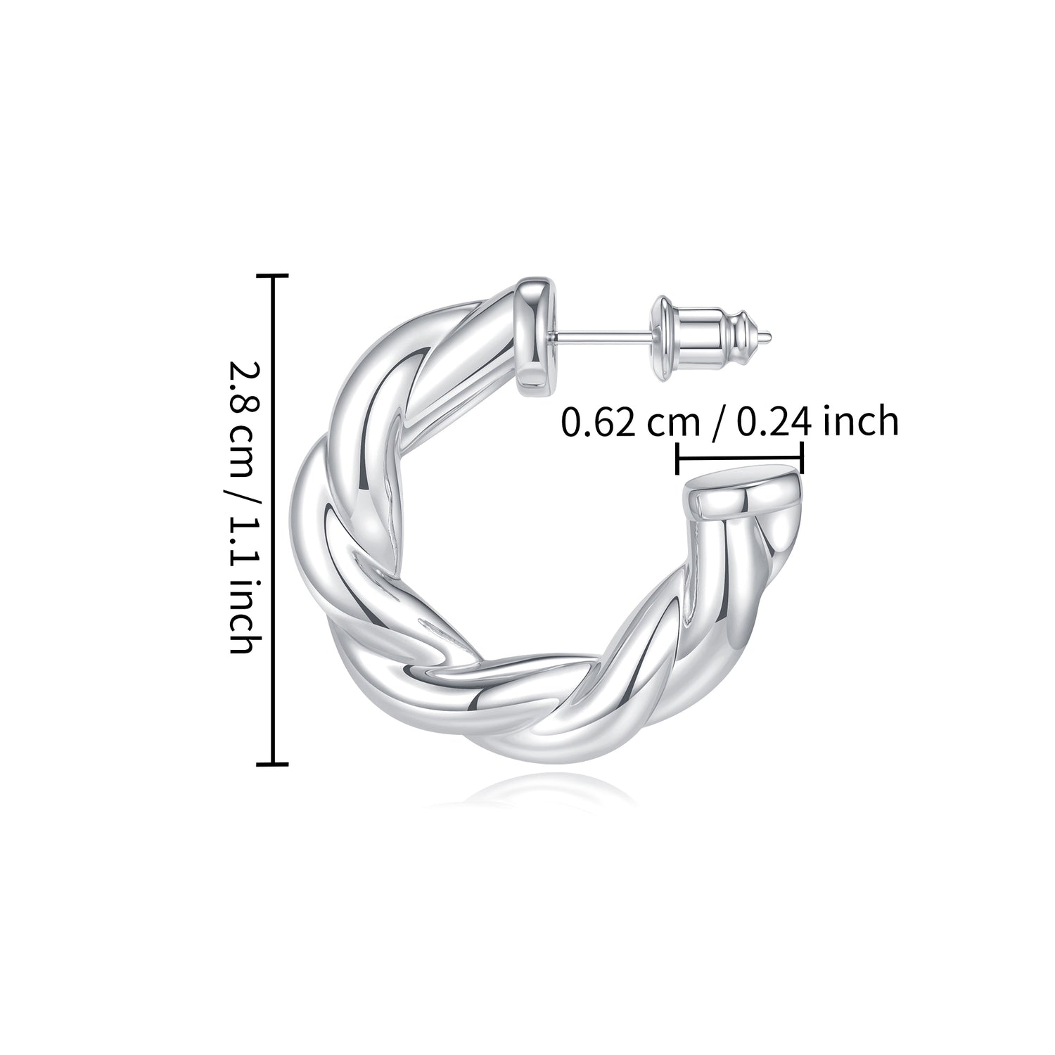 Women's silver earrings elegant fashion 927 plated silver lightweight thick silver hoop earrings women's jewelry