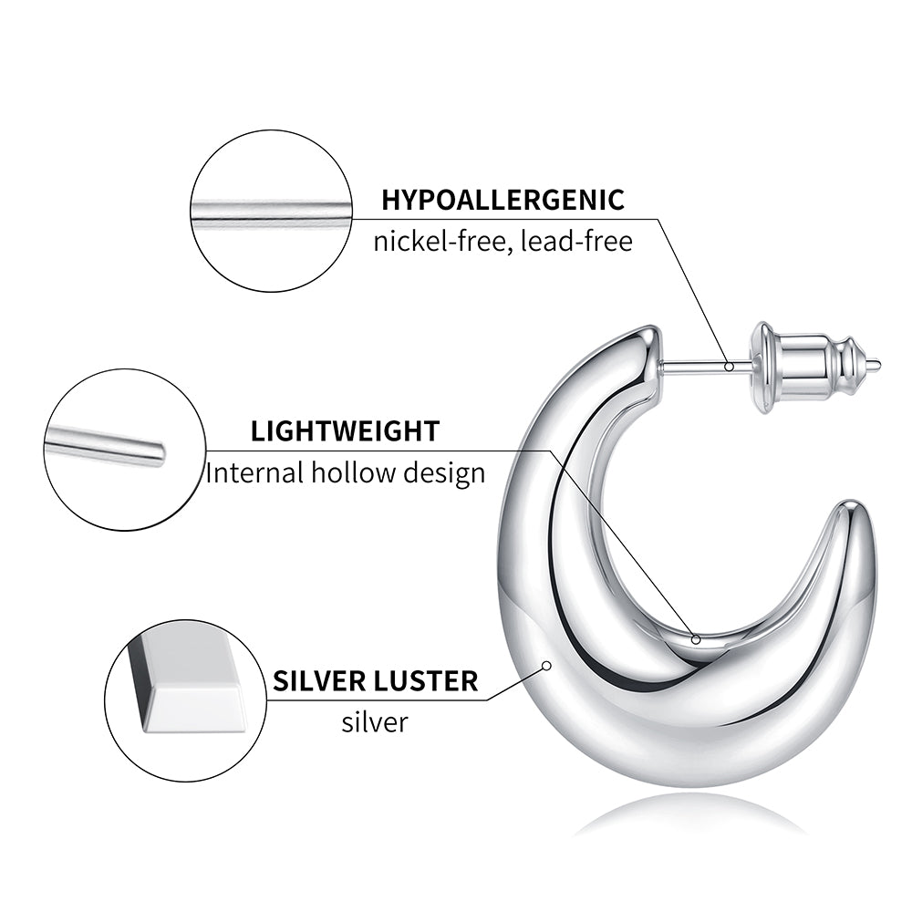 golden Hoop Earrings Set for Women silver Plated Lightweight Chunky golden Hoop Earrings for Women Jewelry