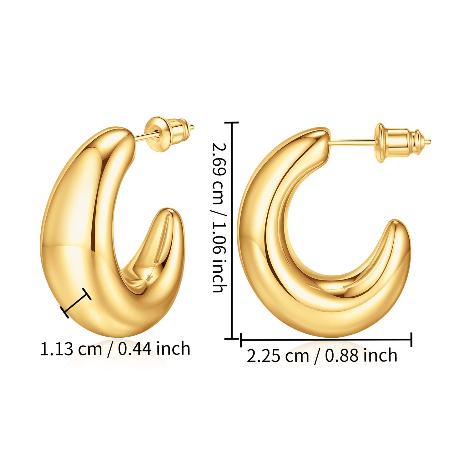 golden Hoop Earrings Set for Women 14K golden Plated Lightweight Chunky golden Hoop Earrings for Women Jewelry