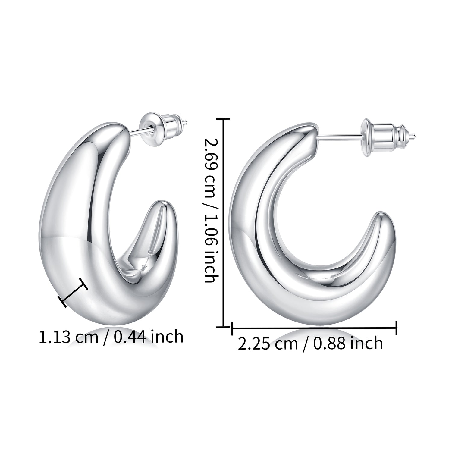 Women's silver earrings elegant fashion 930 plated silver lightweight thick silver hoop earrings women's jewelry